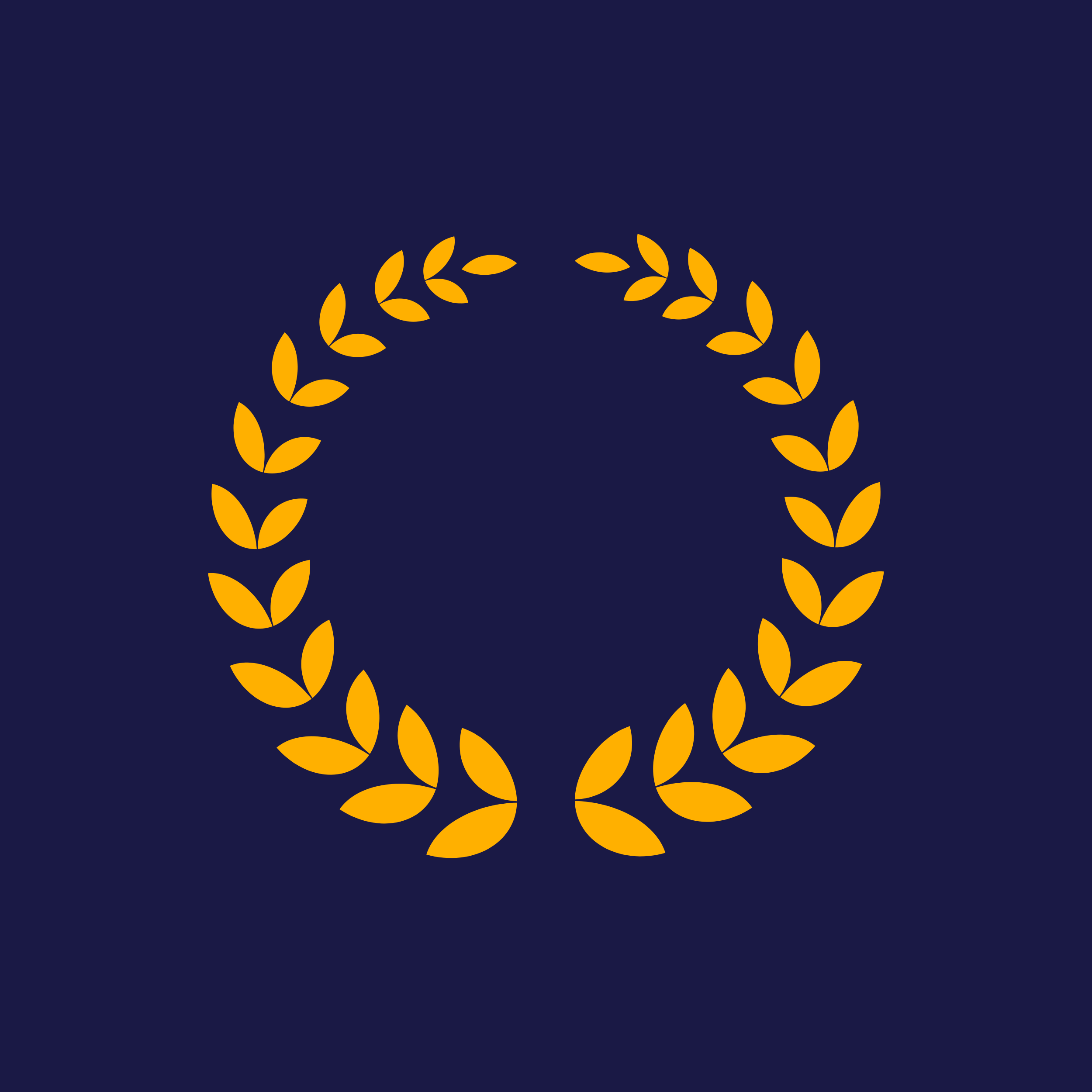 Golden laurel wreath on dark blue background
