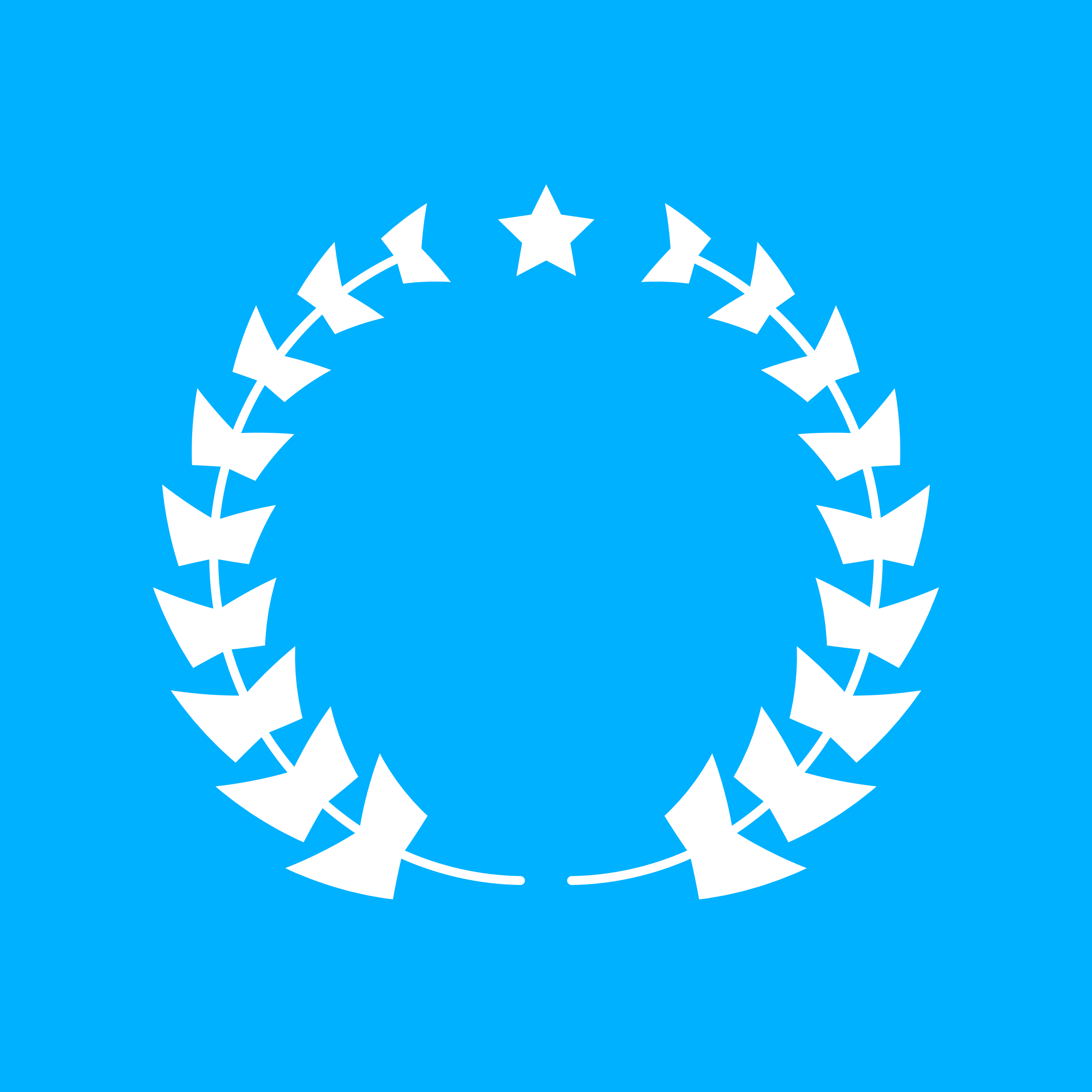 White laurel wreath with star on blue background