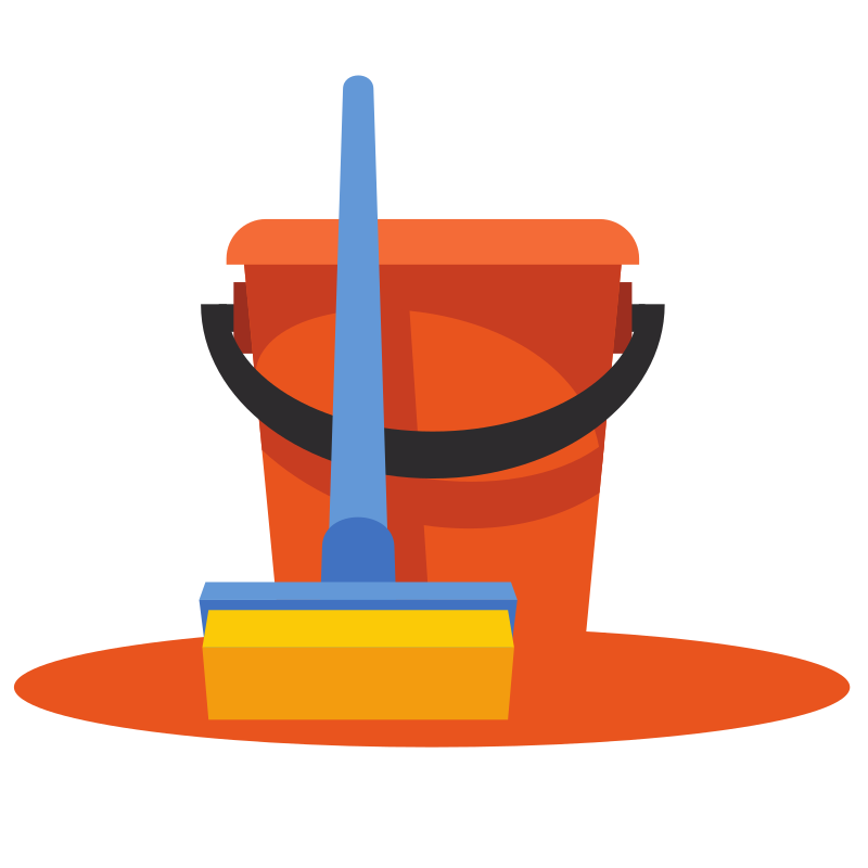 A mop and bucket for cleaning