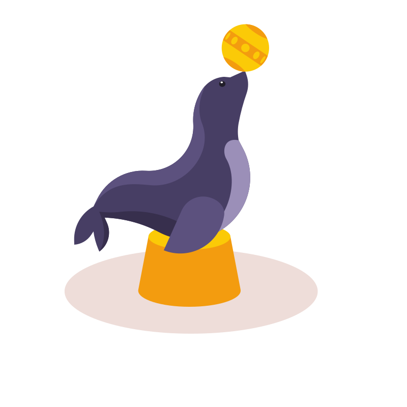 A seal balancing a ball on its nose