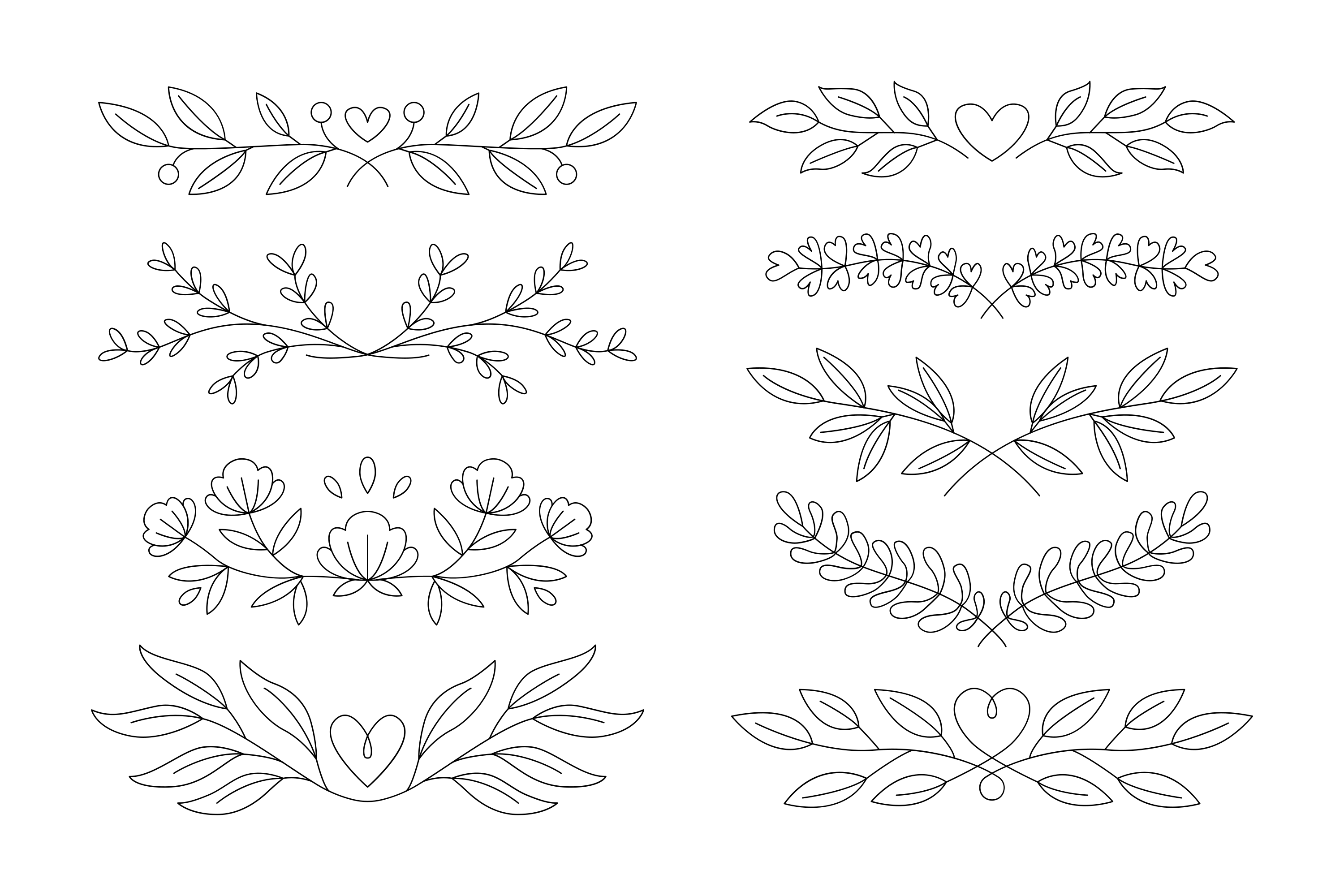 Kollektion zarter handgezeichneter Blumentrennwände