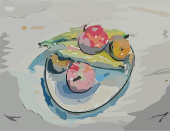 Still life of fruit in a bowl