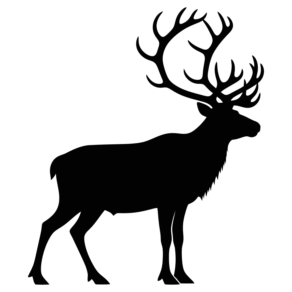 Silhouette of a majestic reindeer with large antlers.
