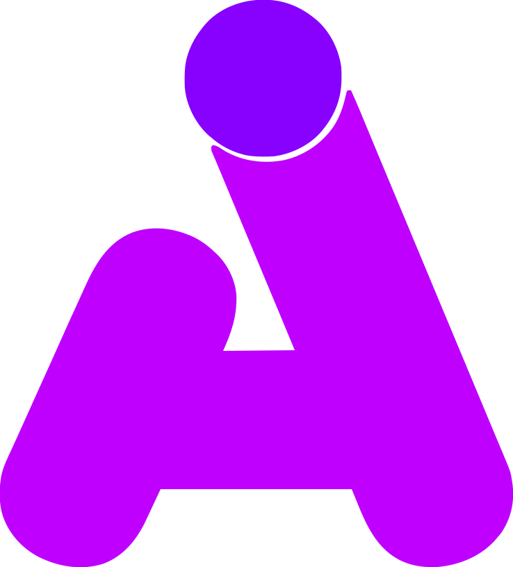 Abstract purple shape with a small purple circle on top