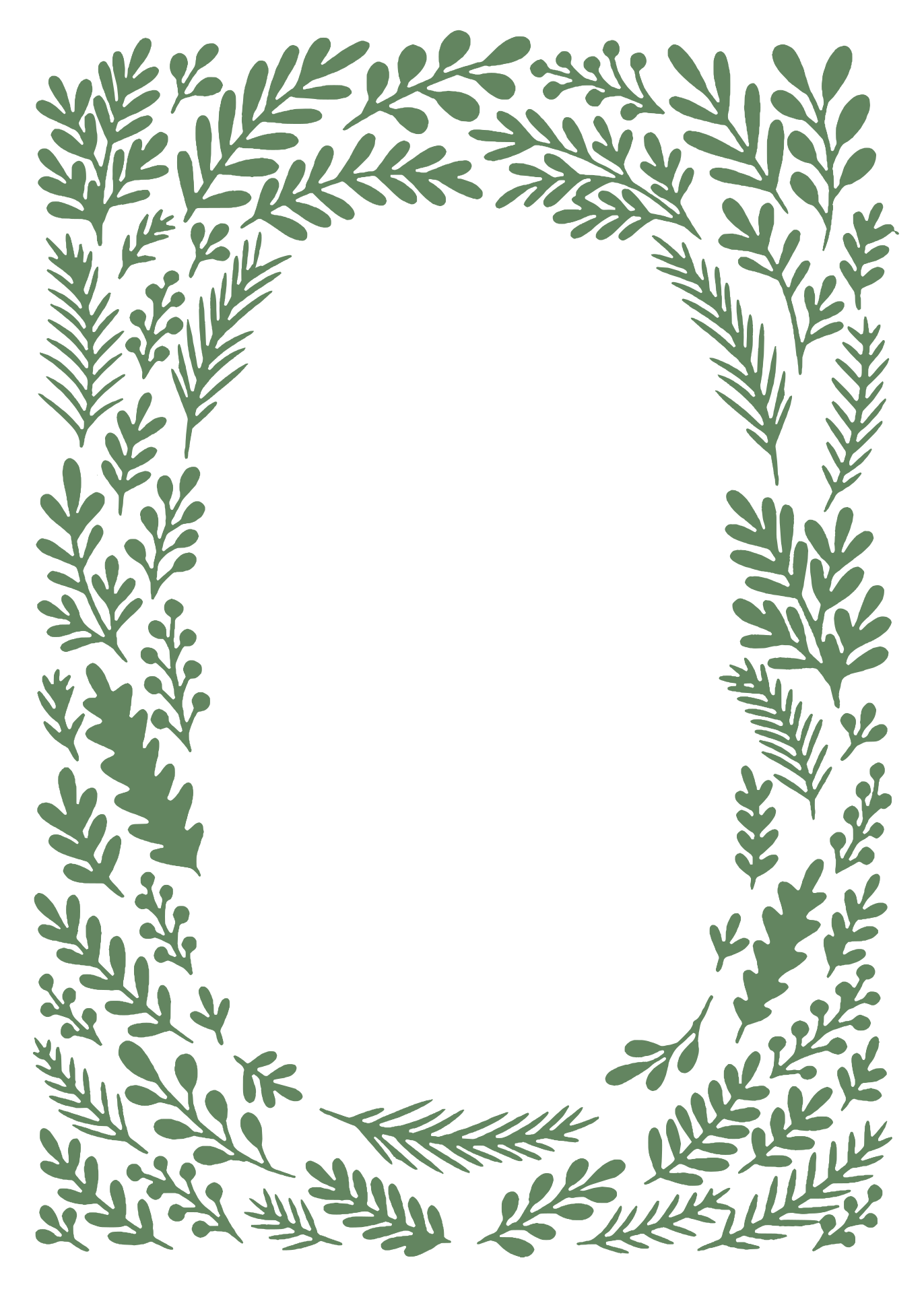 Green leafy border with white background