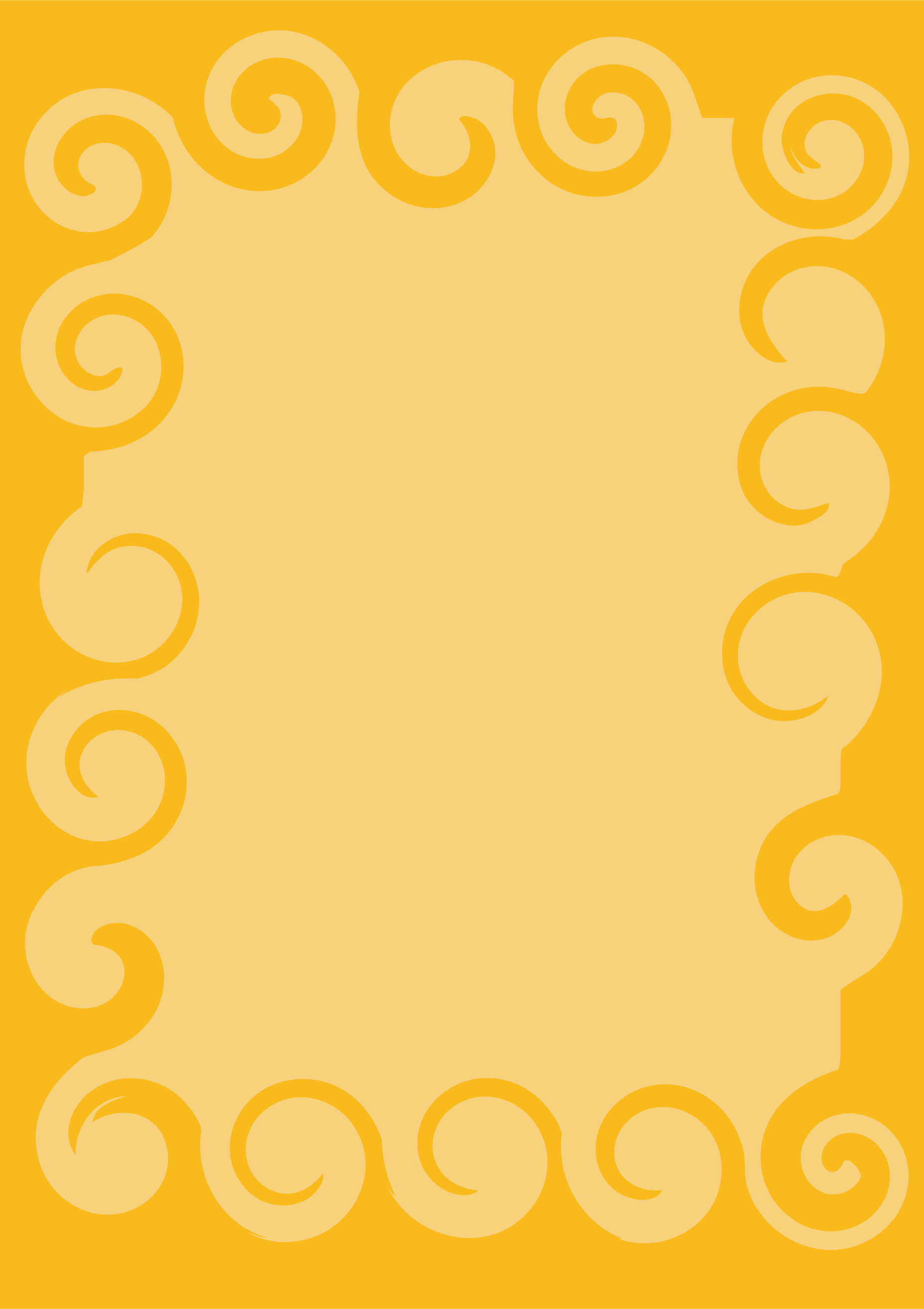 Yellow border with curly designs on a yellow background