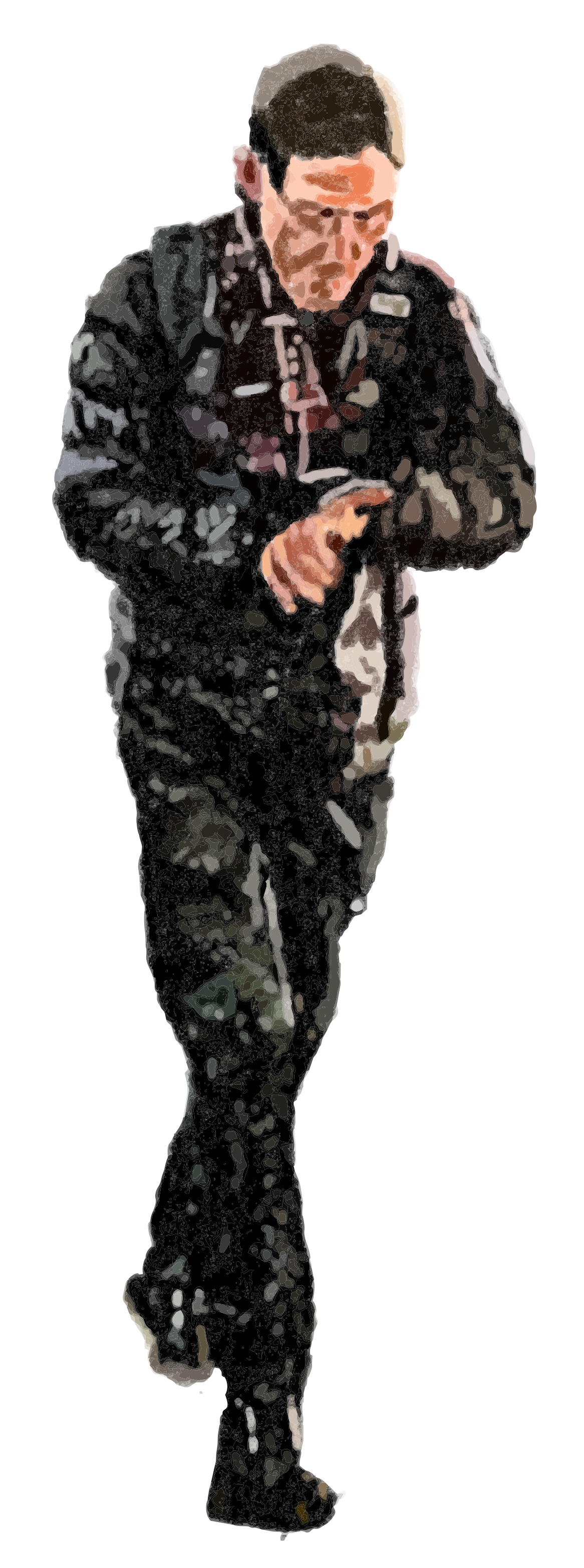 Man in camouflage uniform checks his watch