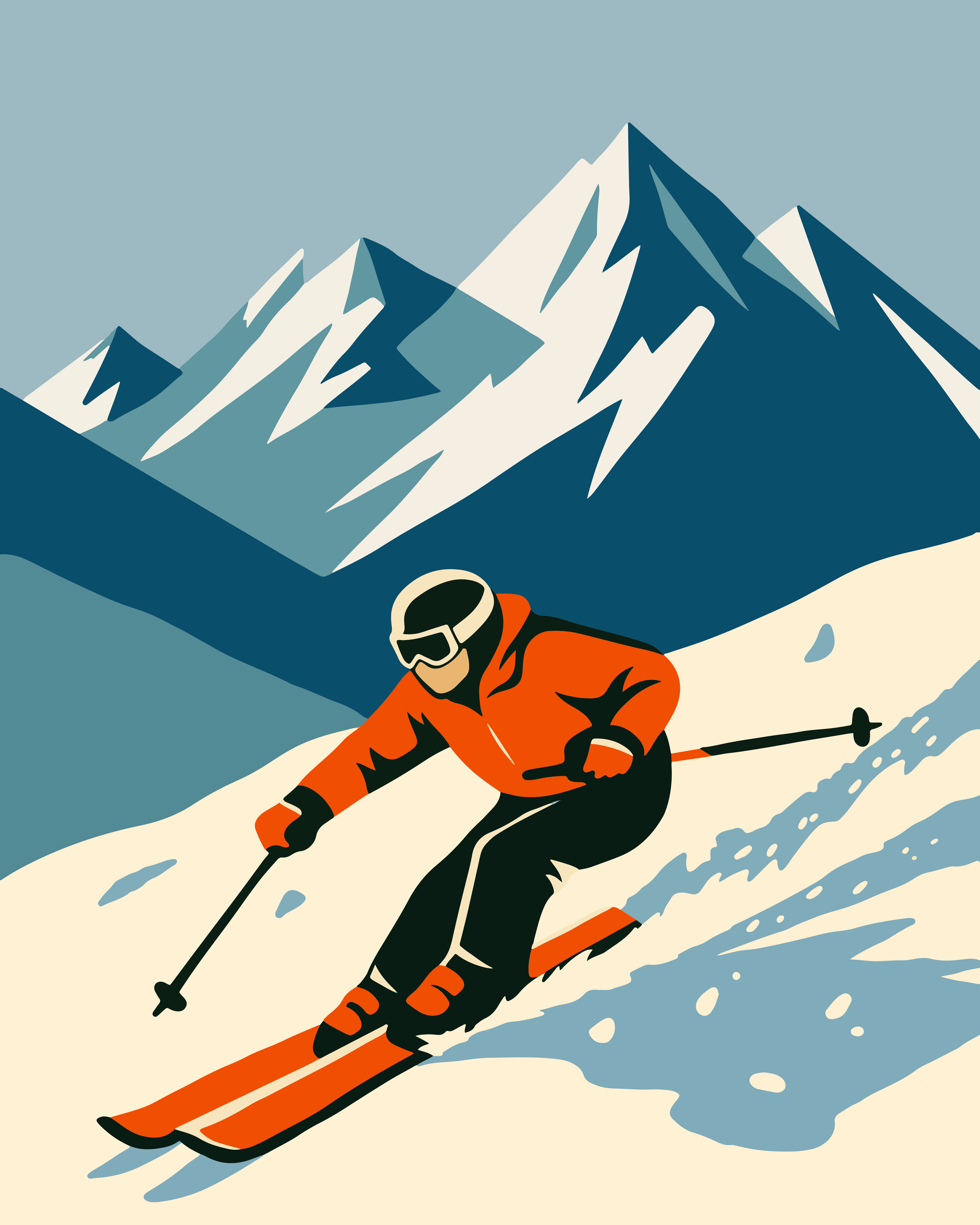 스키어가 눈 덮인 산비탈을 내려간다. 벡터 – Unsplash의 무료 배경화면 이미지