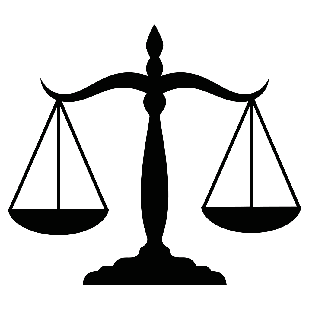 Black silhouette of a justice scale