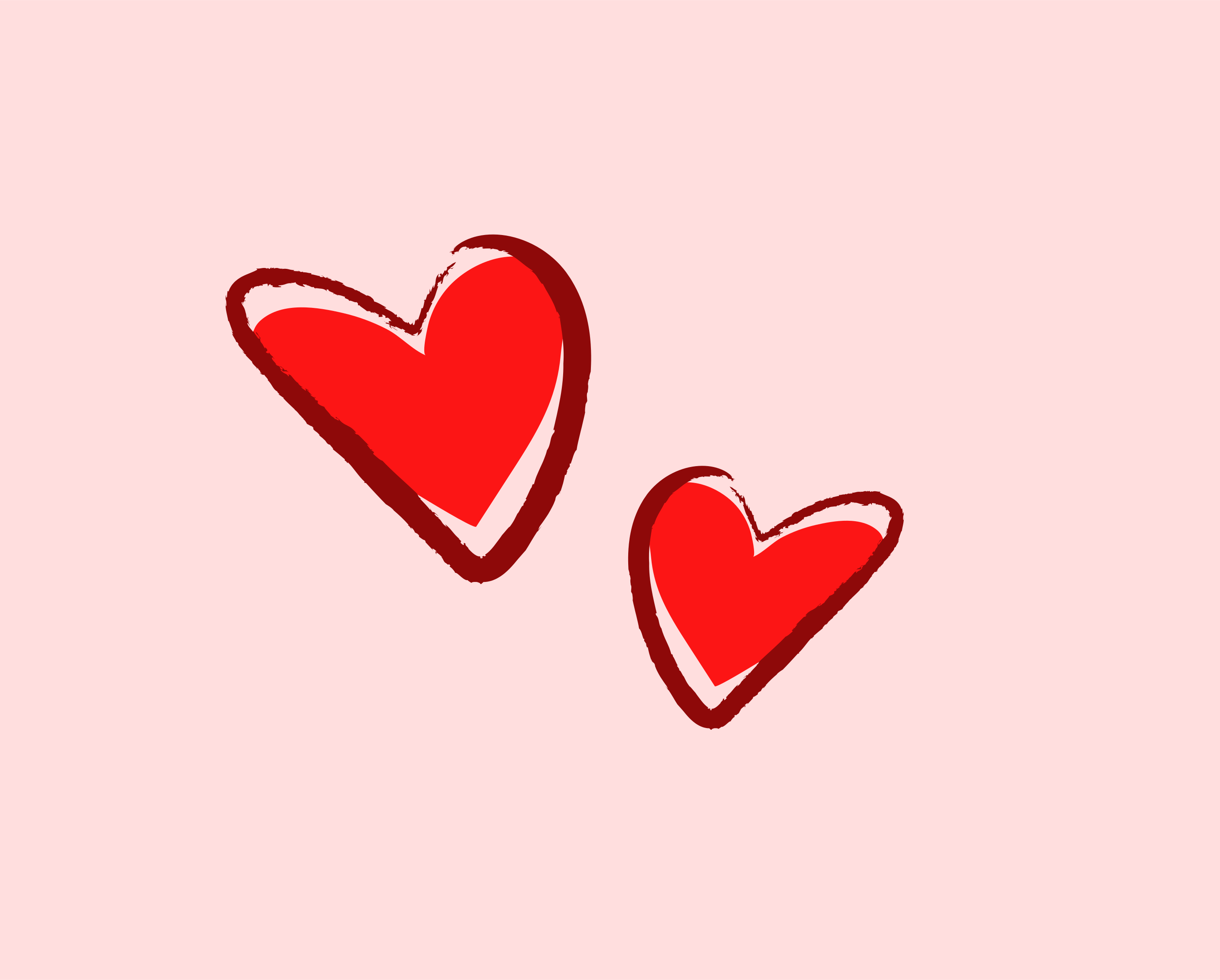 ピンクの背景に赤いハートが二つ