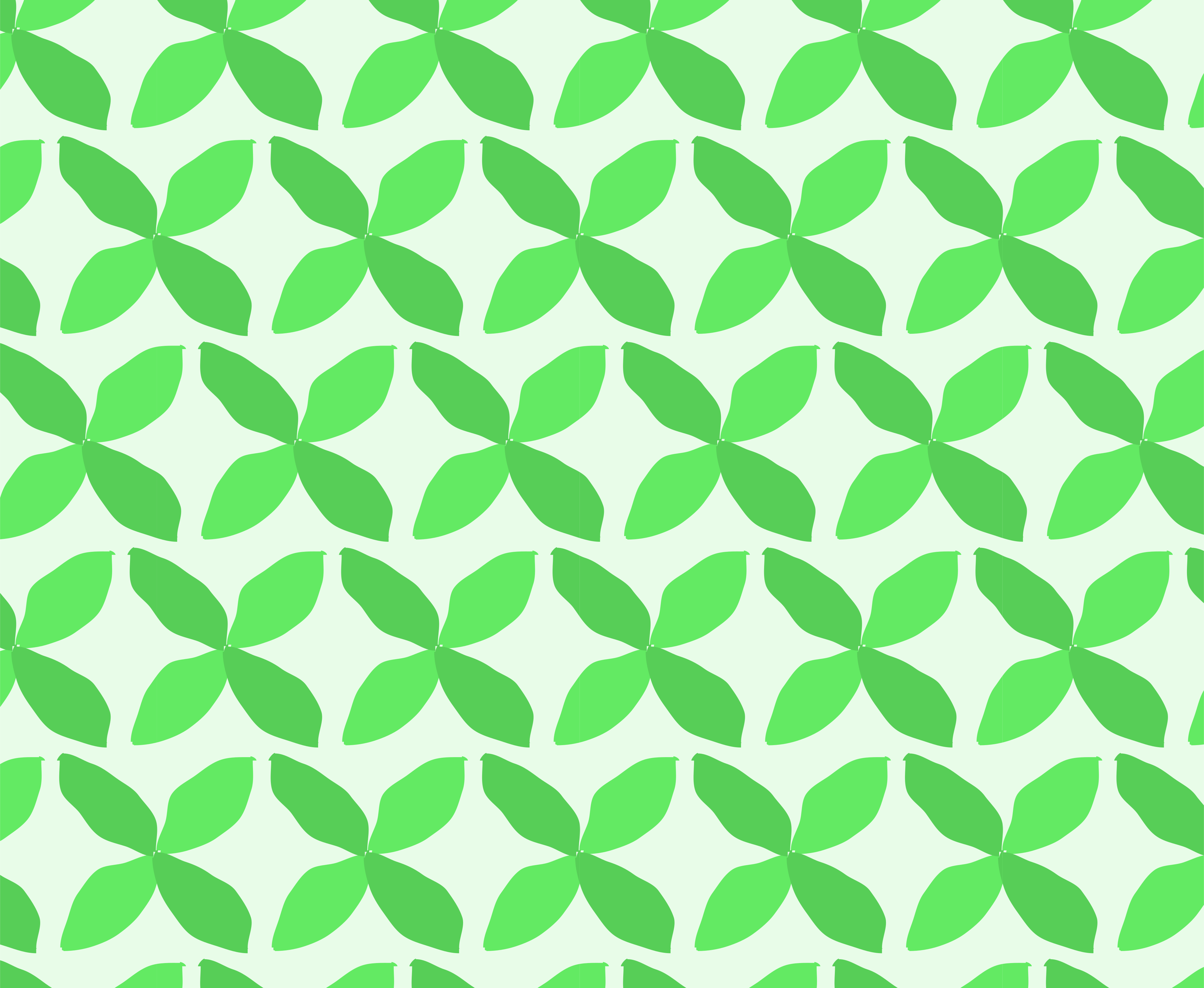 Repeating pattern of green four-petal flowers
