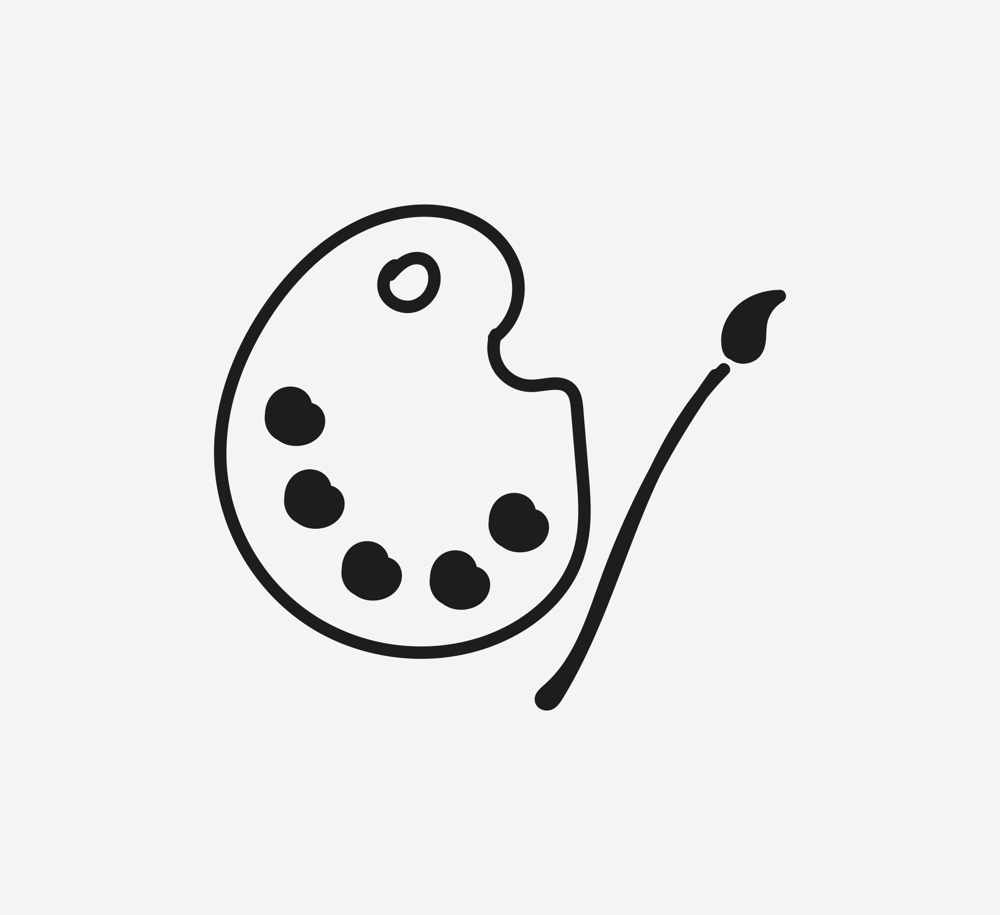 Paleta de artista com pincel e manchas de tinta