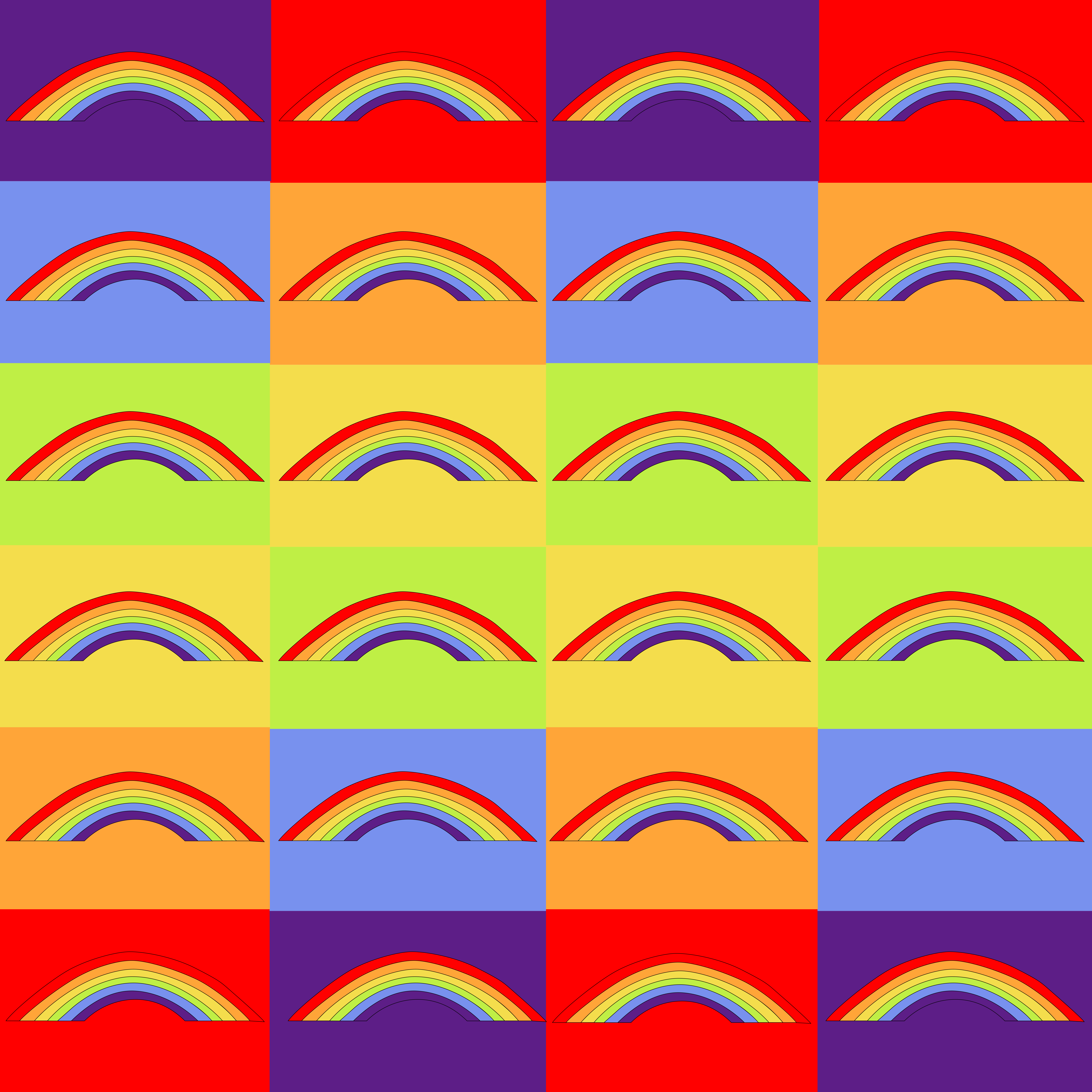 Colorful rainbow pattern on a grid background