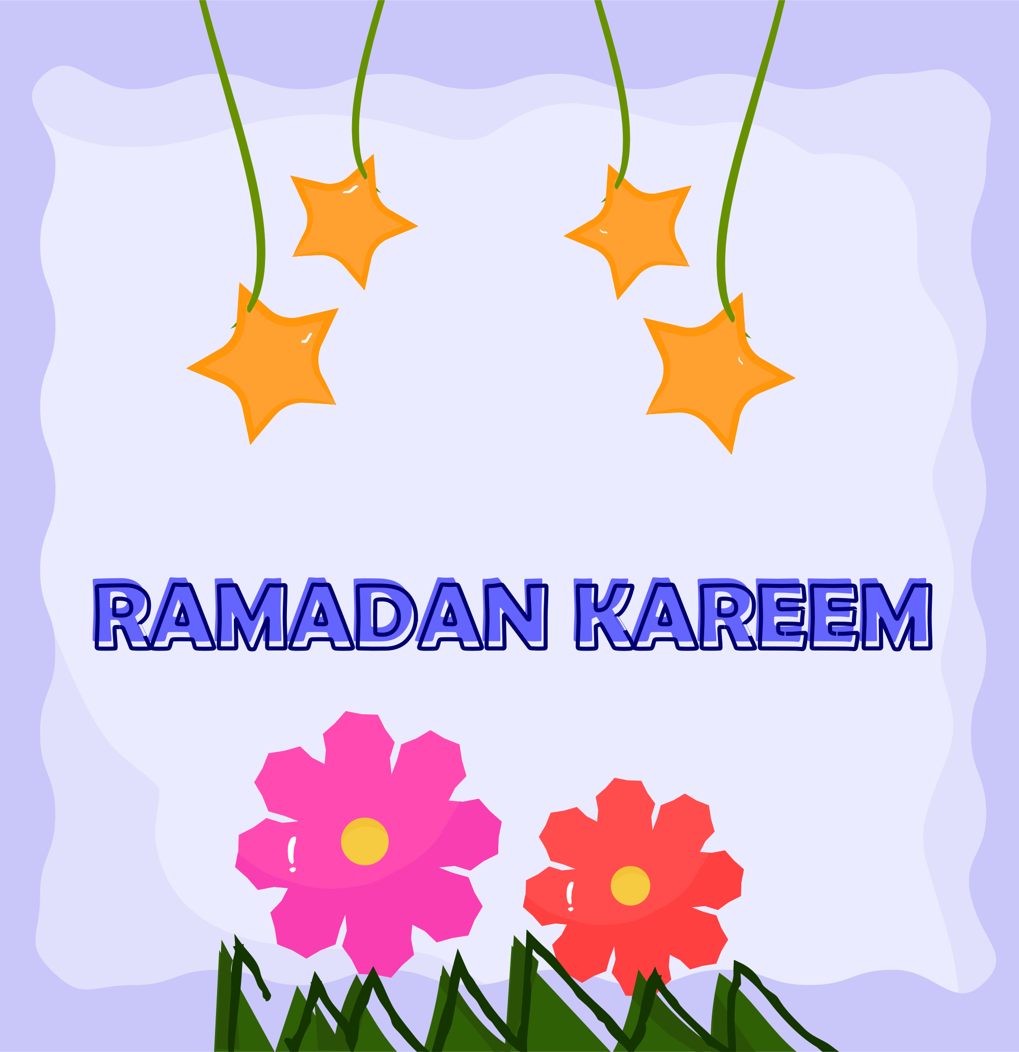 Ramadan kareem with stars and flowers