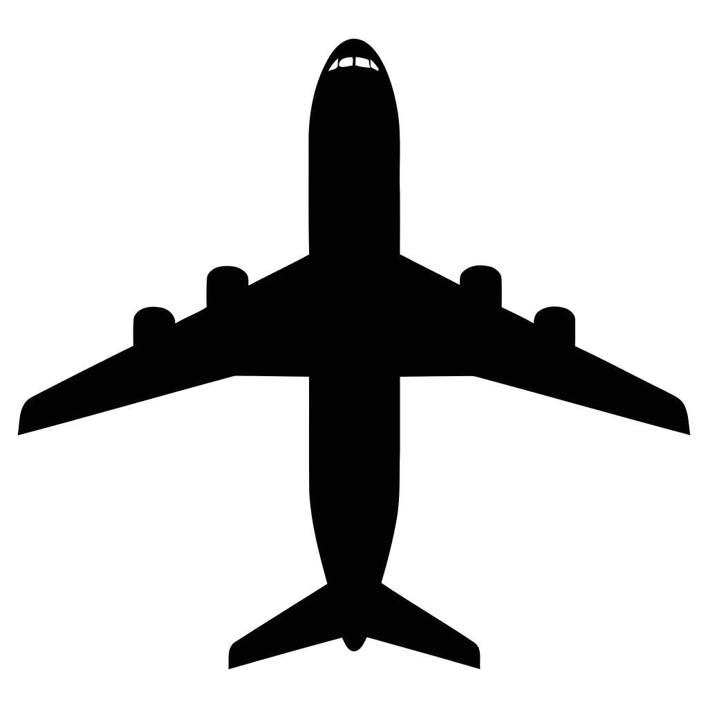 Silhouette of a passenger airplane from above