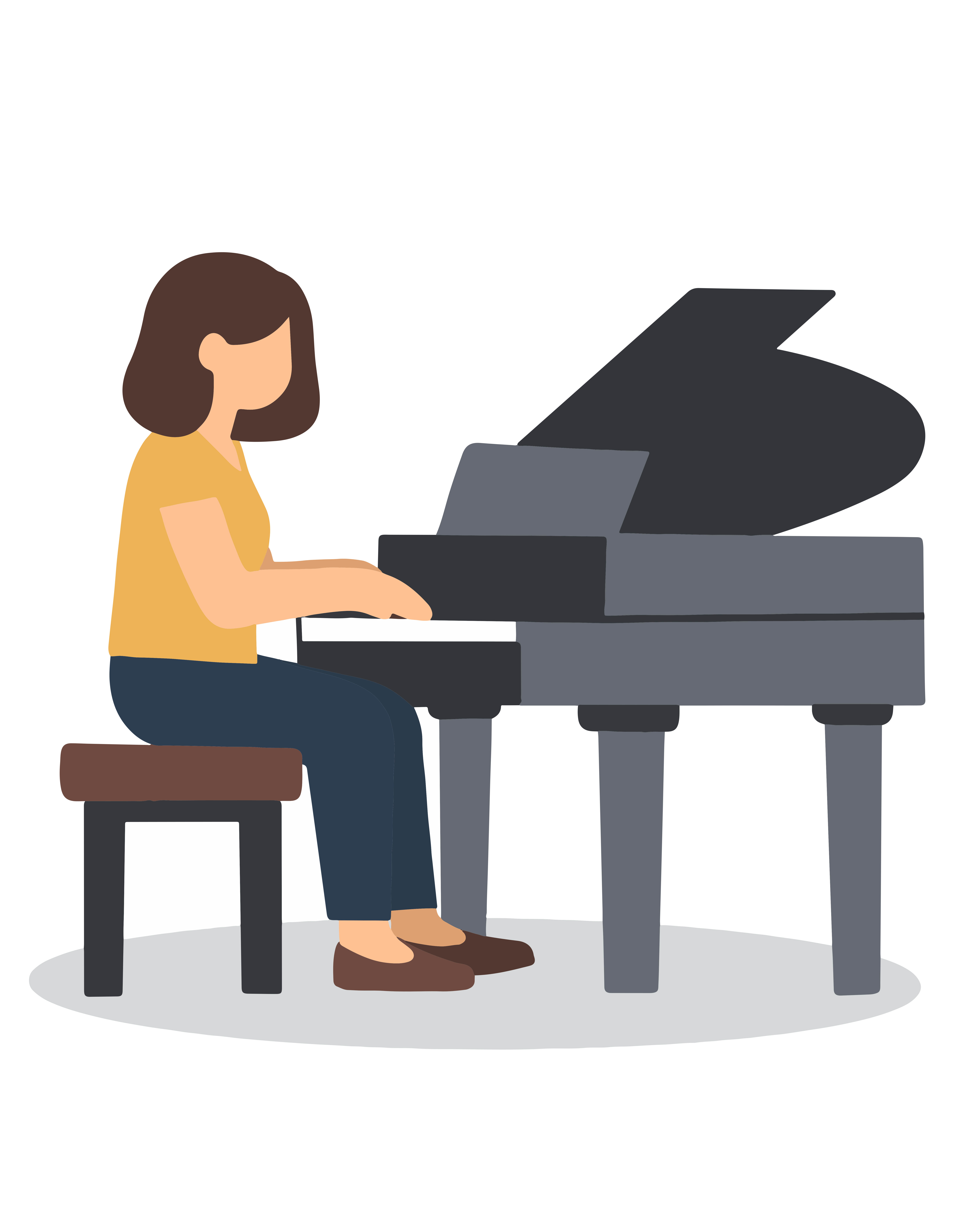 A woman playing a grand piano