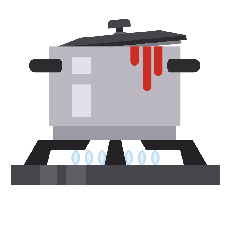 Pot boiling over on a gas stove