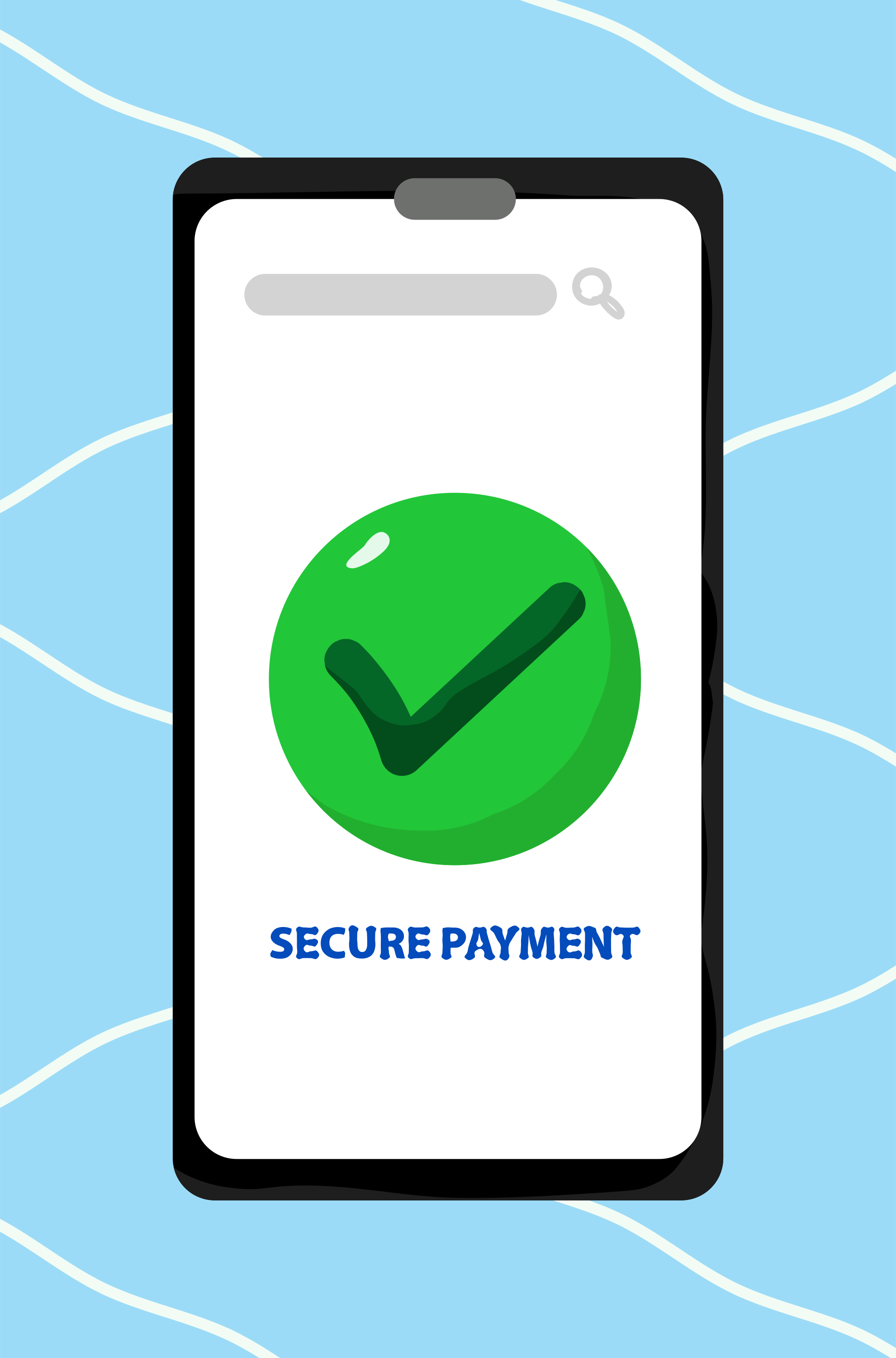 Smartphone exibindo confirmação segura de pagamento com o selo verde.