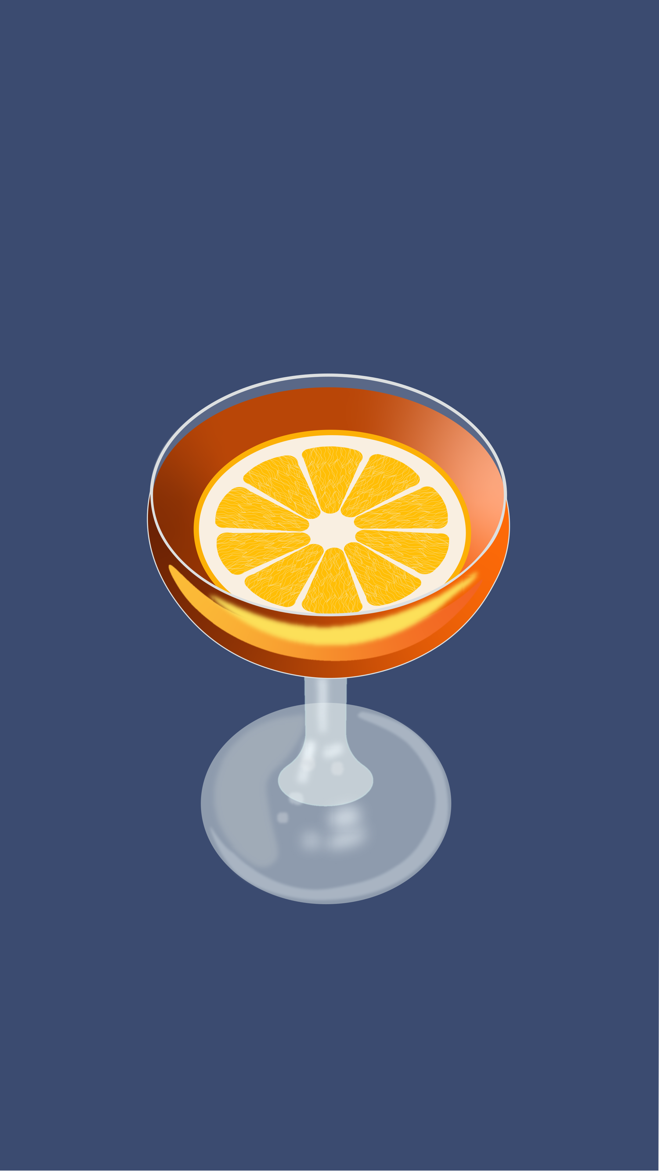 Un cóctel con una rodaja de naranja encima