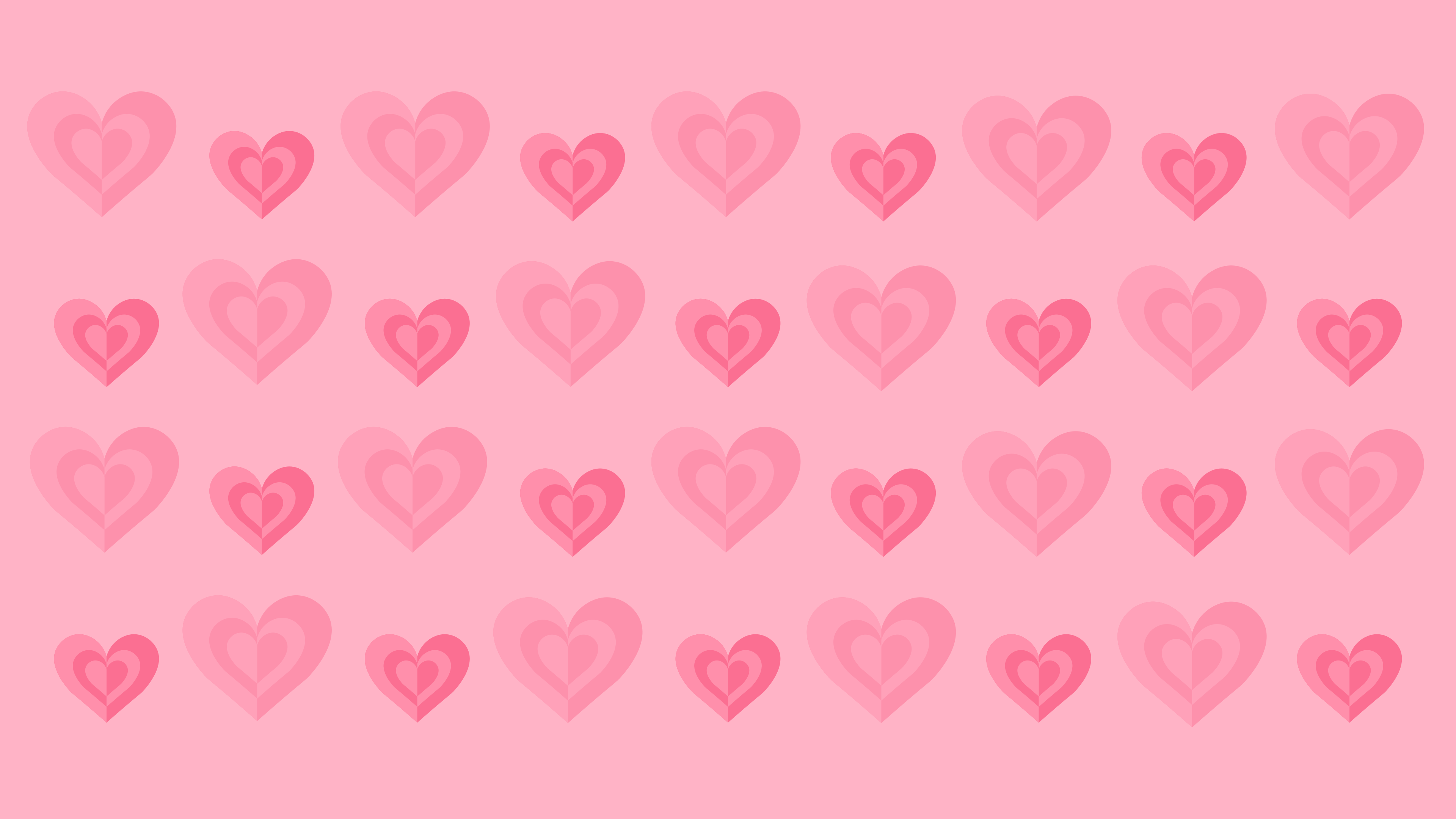 A pattern of pink hearts on a pink background