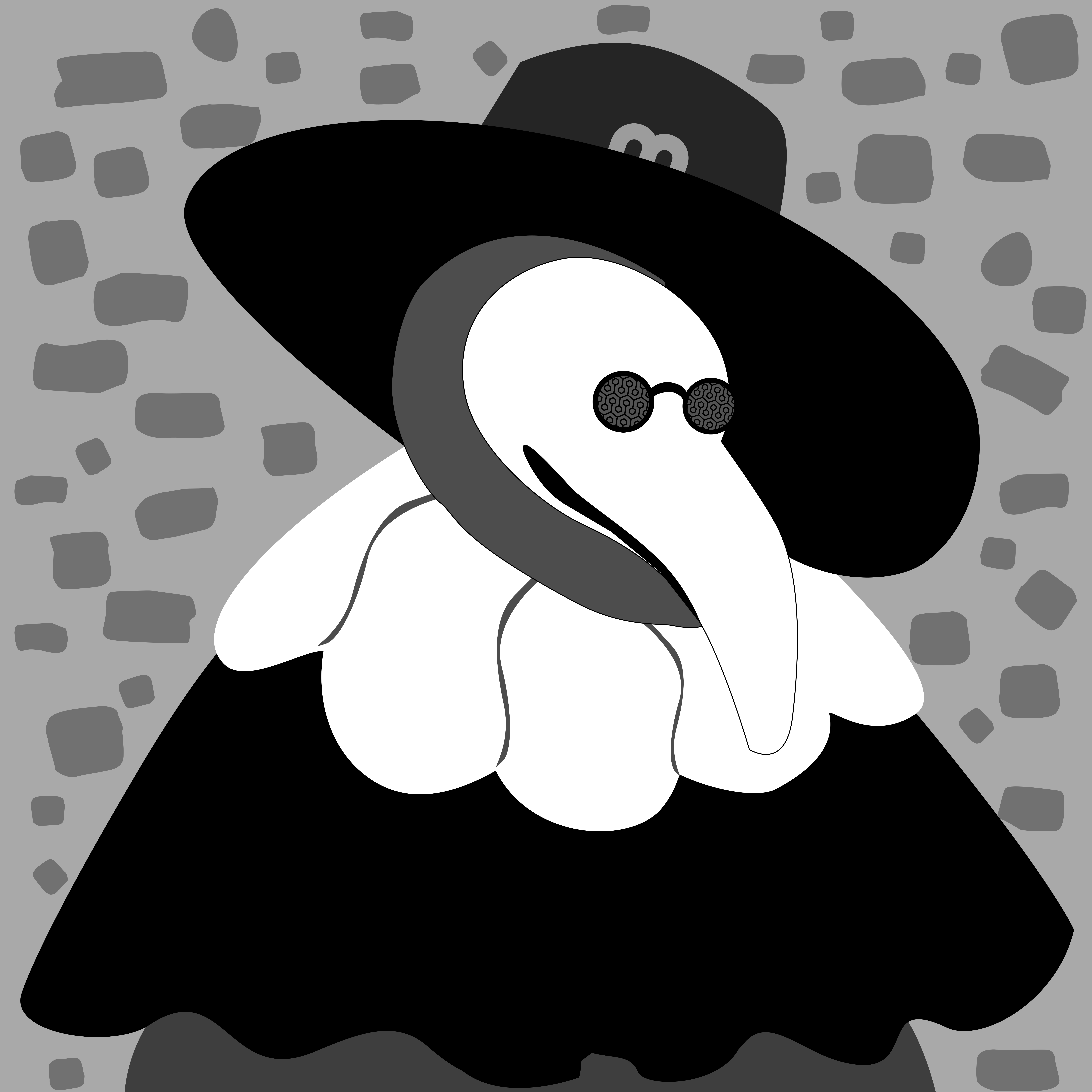 Médecin de la peste avec un chapeau à large bord et un masque.