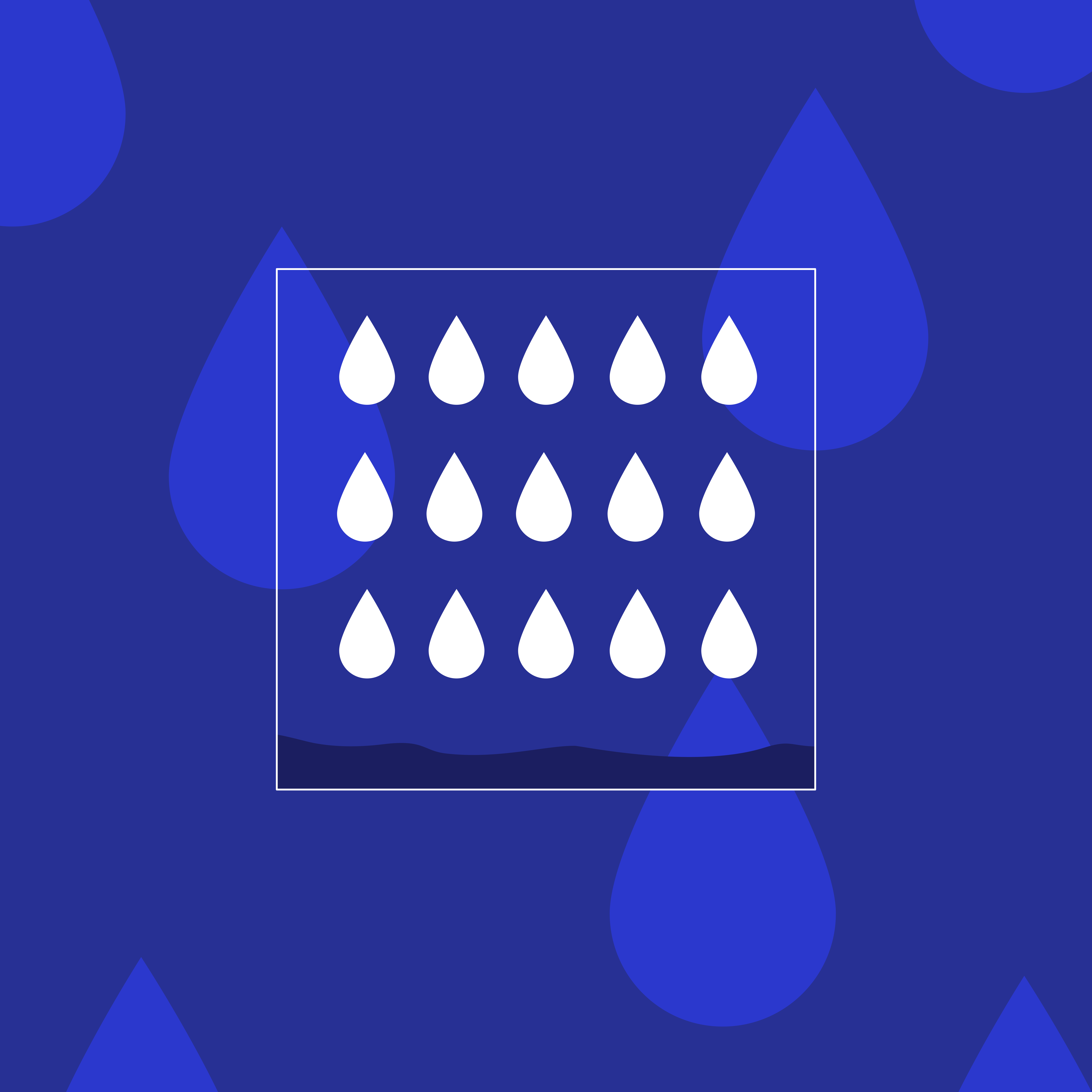 White raindrops falling on blue background