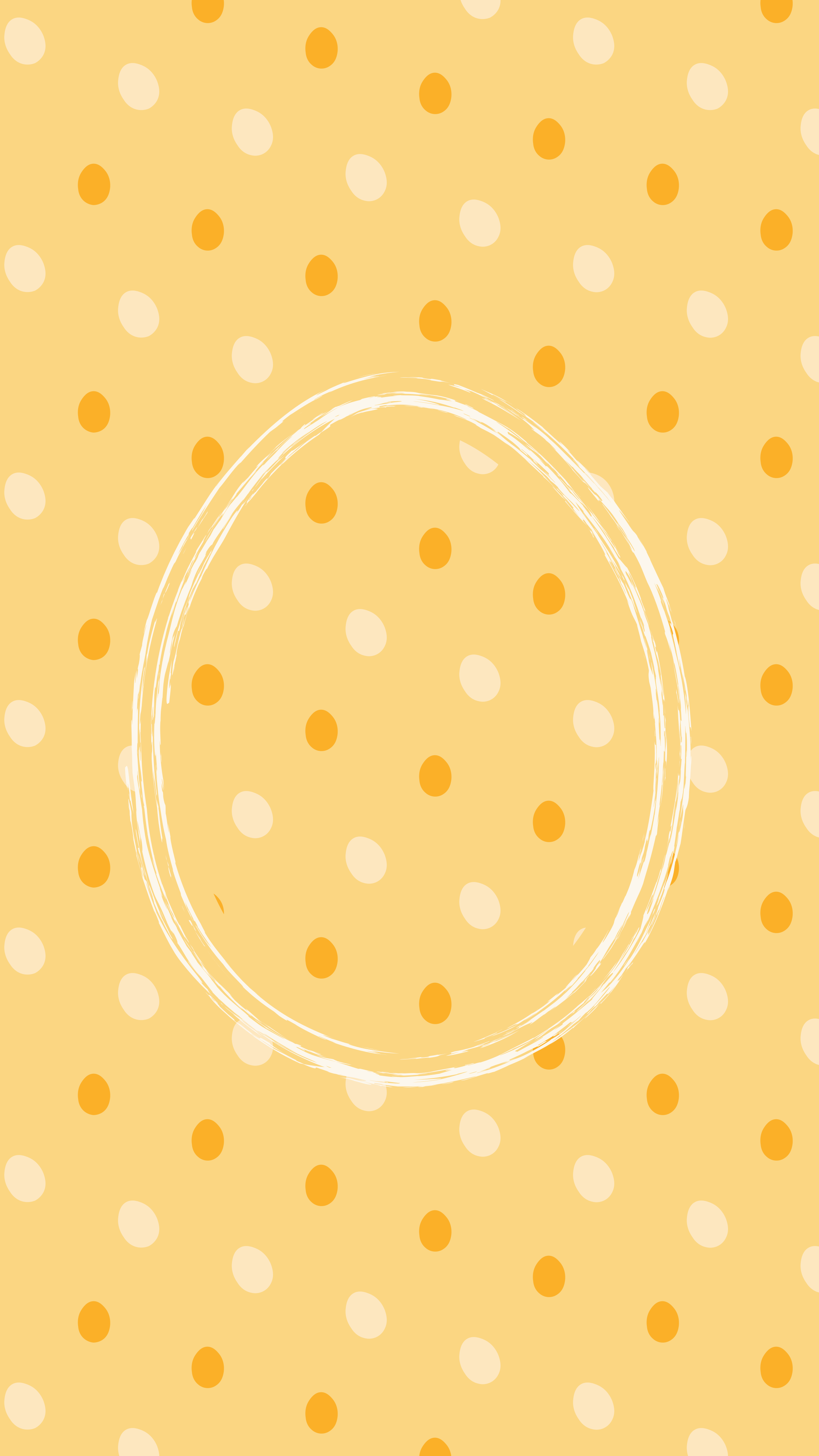 Yellow background with white and orange polka dots