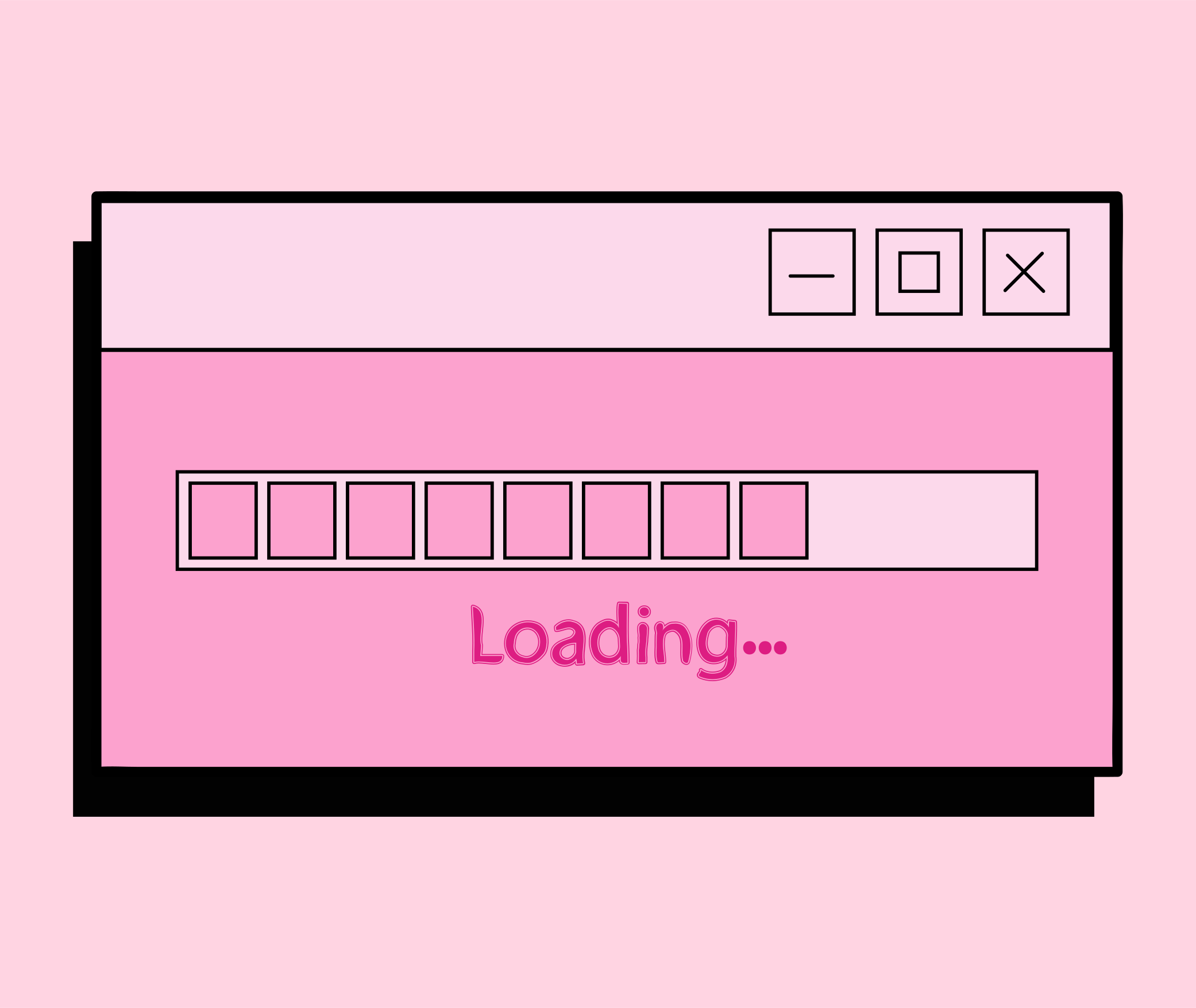 Eine rosa Ladeleiste in einem Retro-Fenster