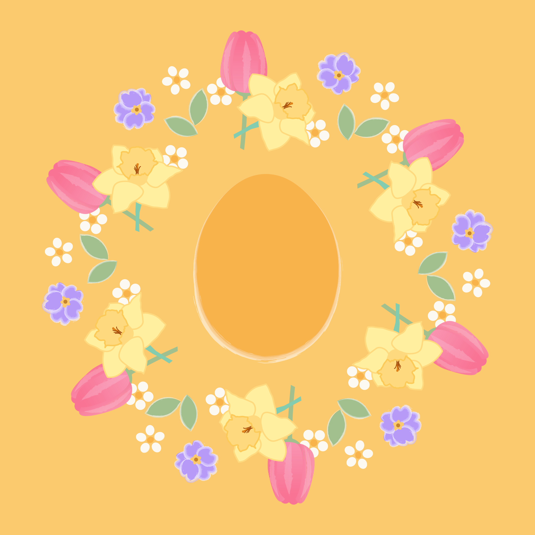 Easter egg surrounded by a floral wreath