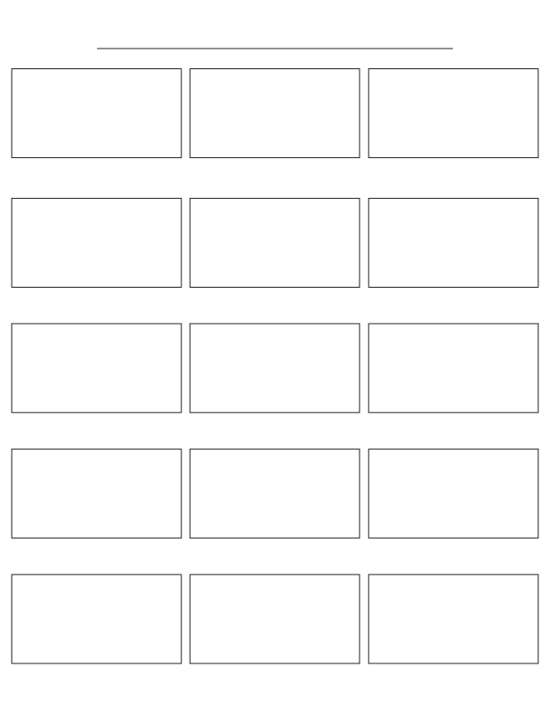 A storyboard template with empty panels