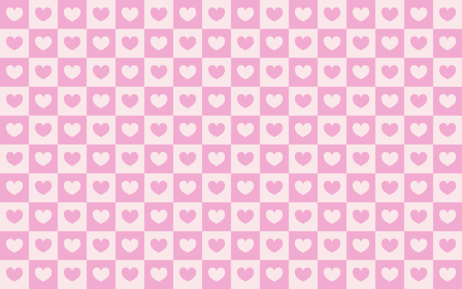 Pink and white checkerboard pattern with hearts
