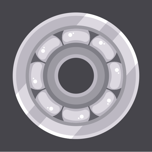 Vista cercana de un rodamiento de bolas plateado