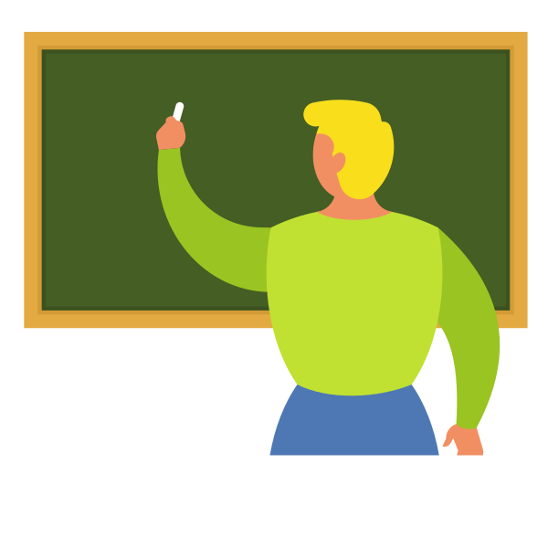 Una persona escribiendo en una pizarra verde con tiza.