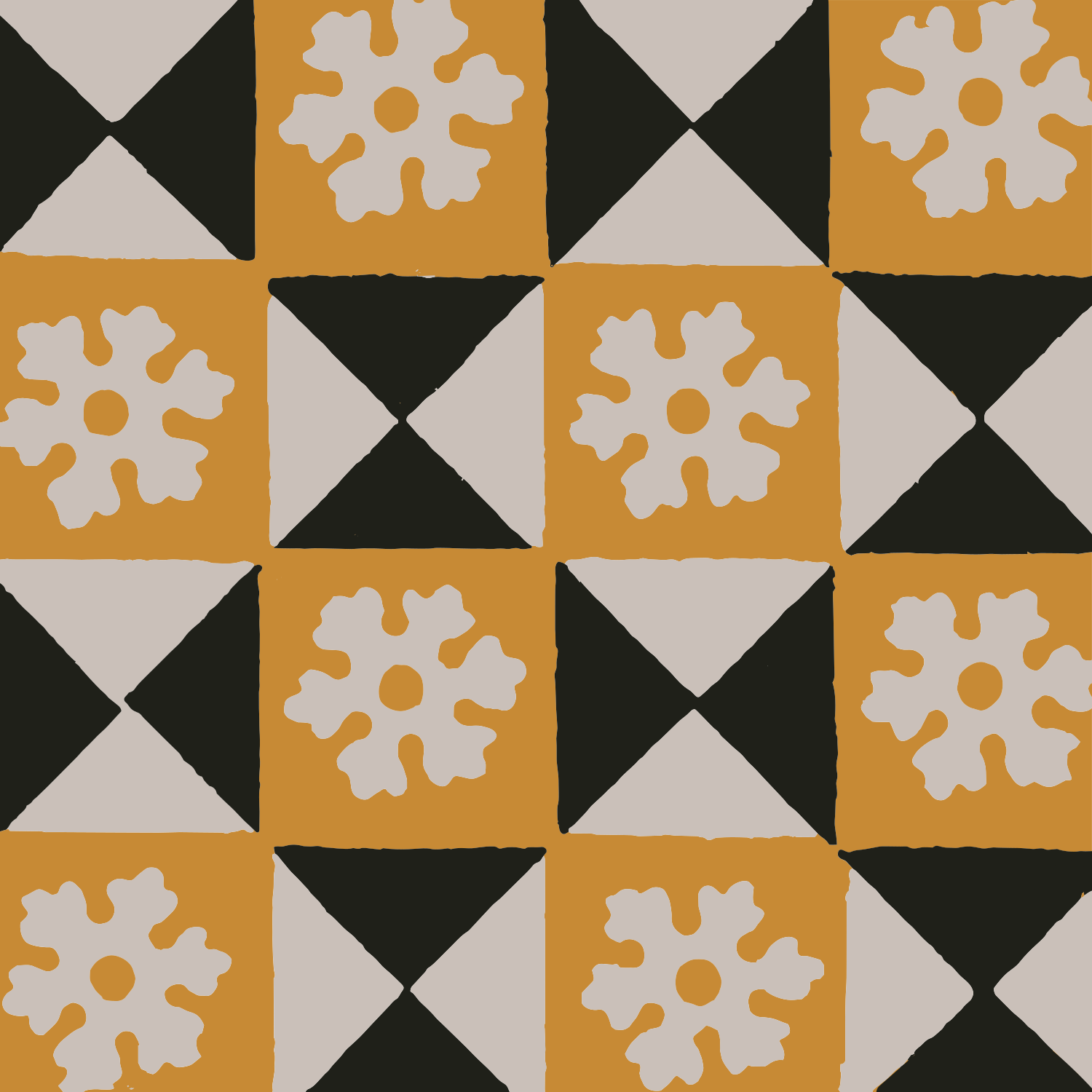 Geometric pattern with snowflakes and triangles