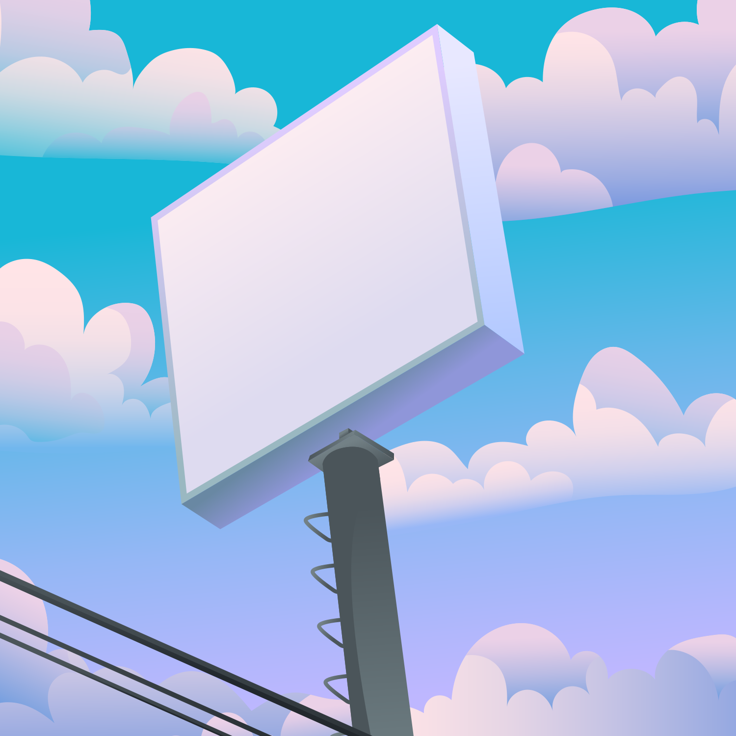 Valla publicitaria en blanco contra un cielo nublado