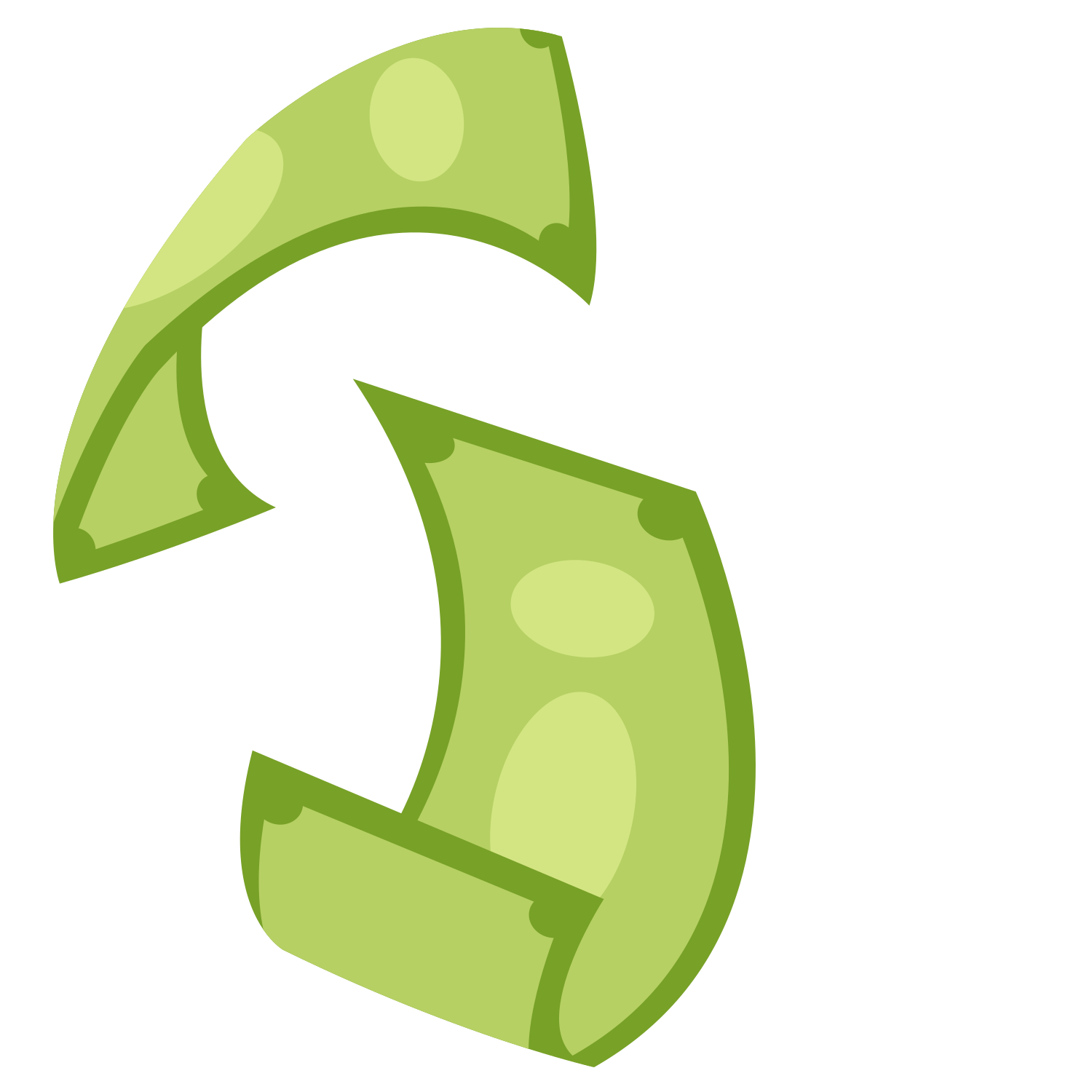 Two stylized green banknotes flying