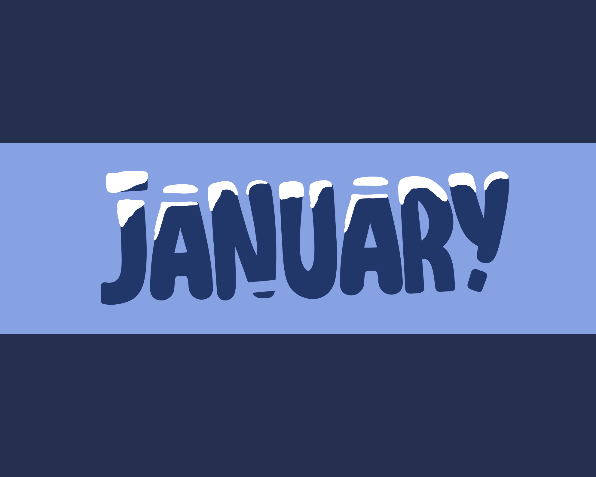 The word january written in a snowy font.