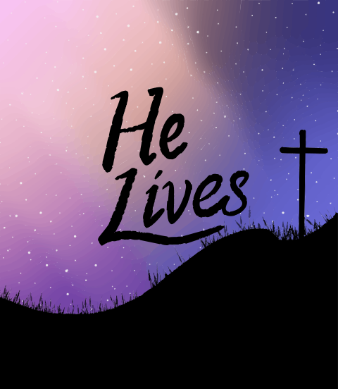 Silhouette of a cross against a starry sky