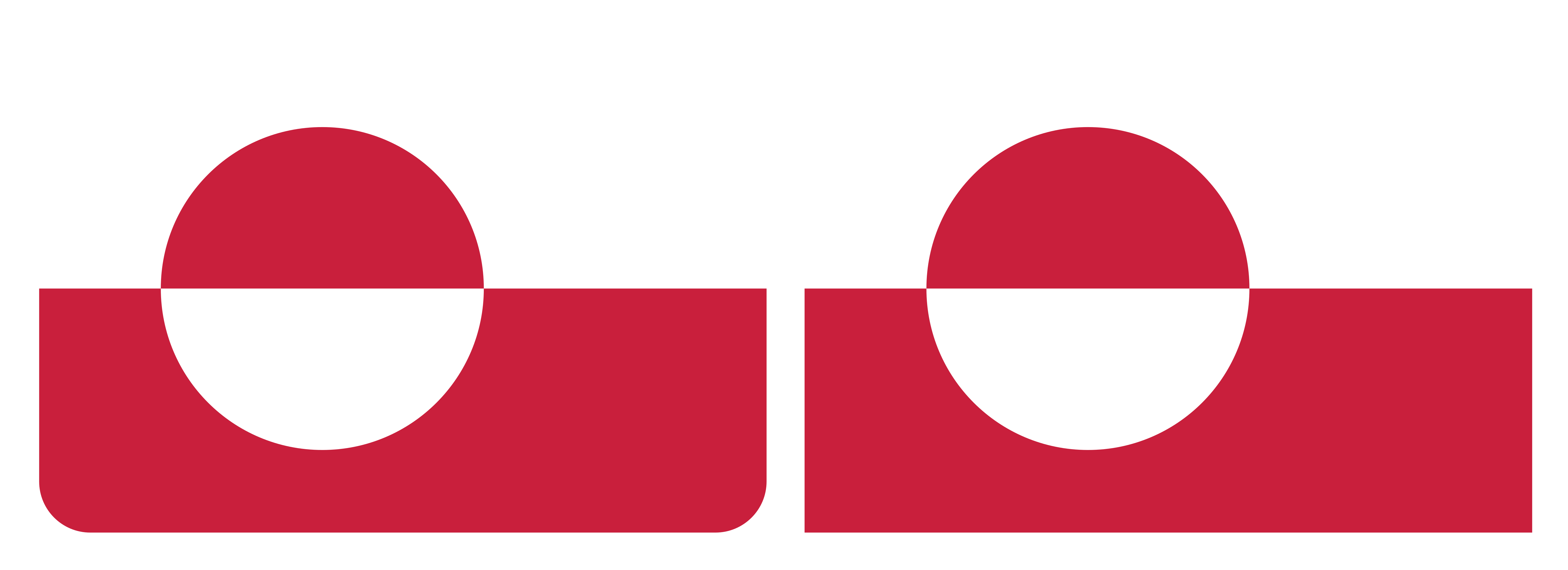 Dos logotipos circulares idénticos, rojo y blanco, uno al lado del otro