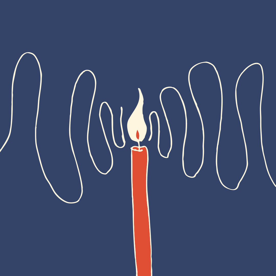 Eine einzelne rote Kerze, die hell mit welligen Linien brannte