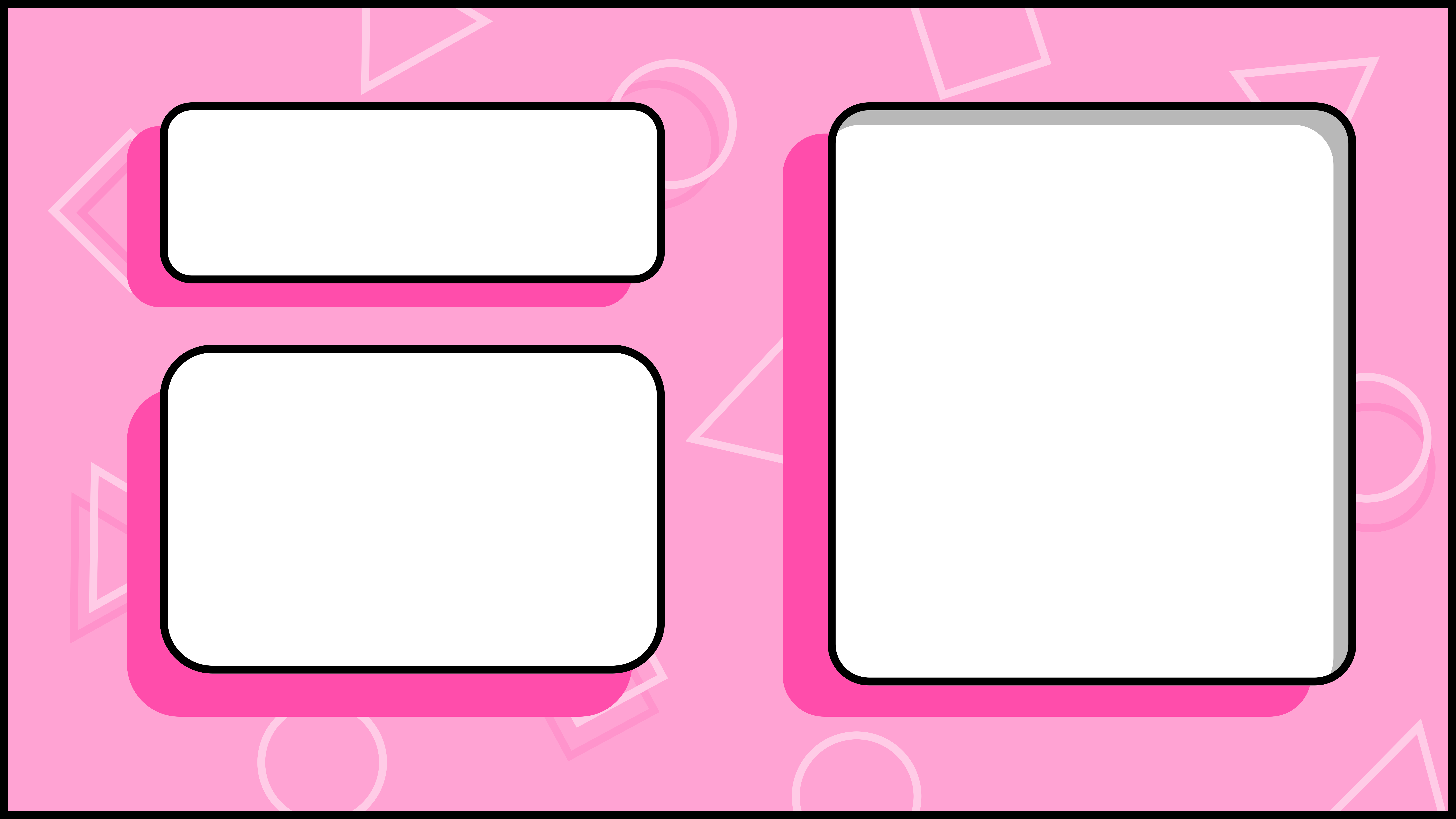 Pink background with geometric shapes and blank frames