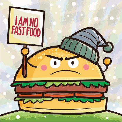 Burger en colère au chapeau d’hiver tient une pancarte de protestation