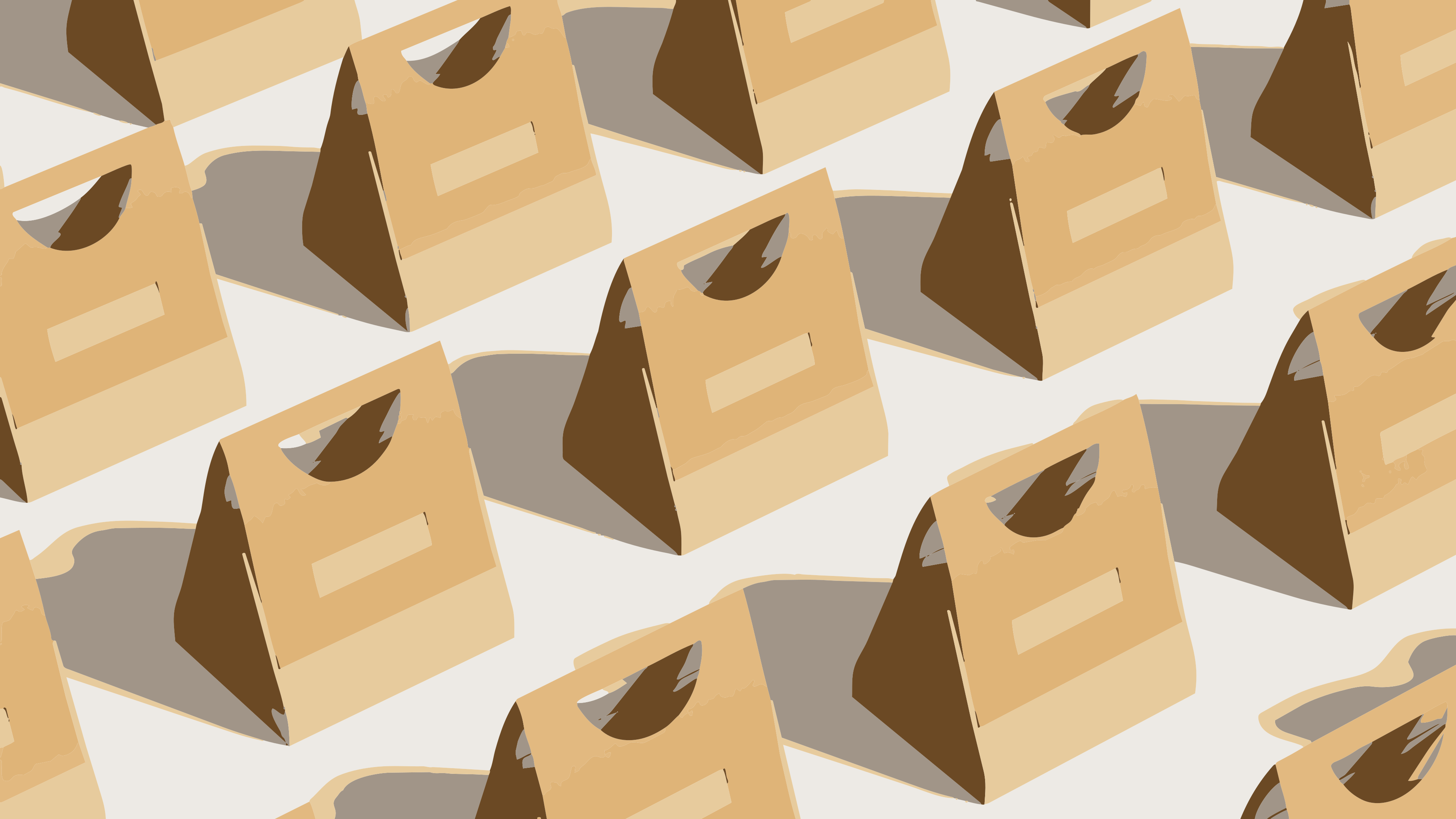 Many brown paper bags arranged in a grid pattern.