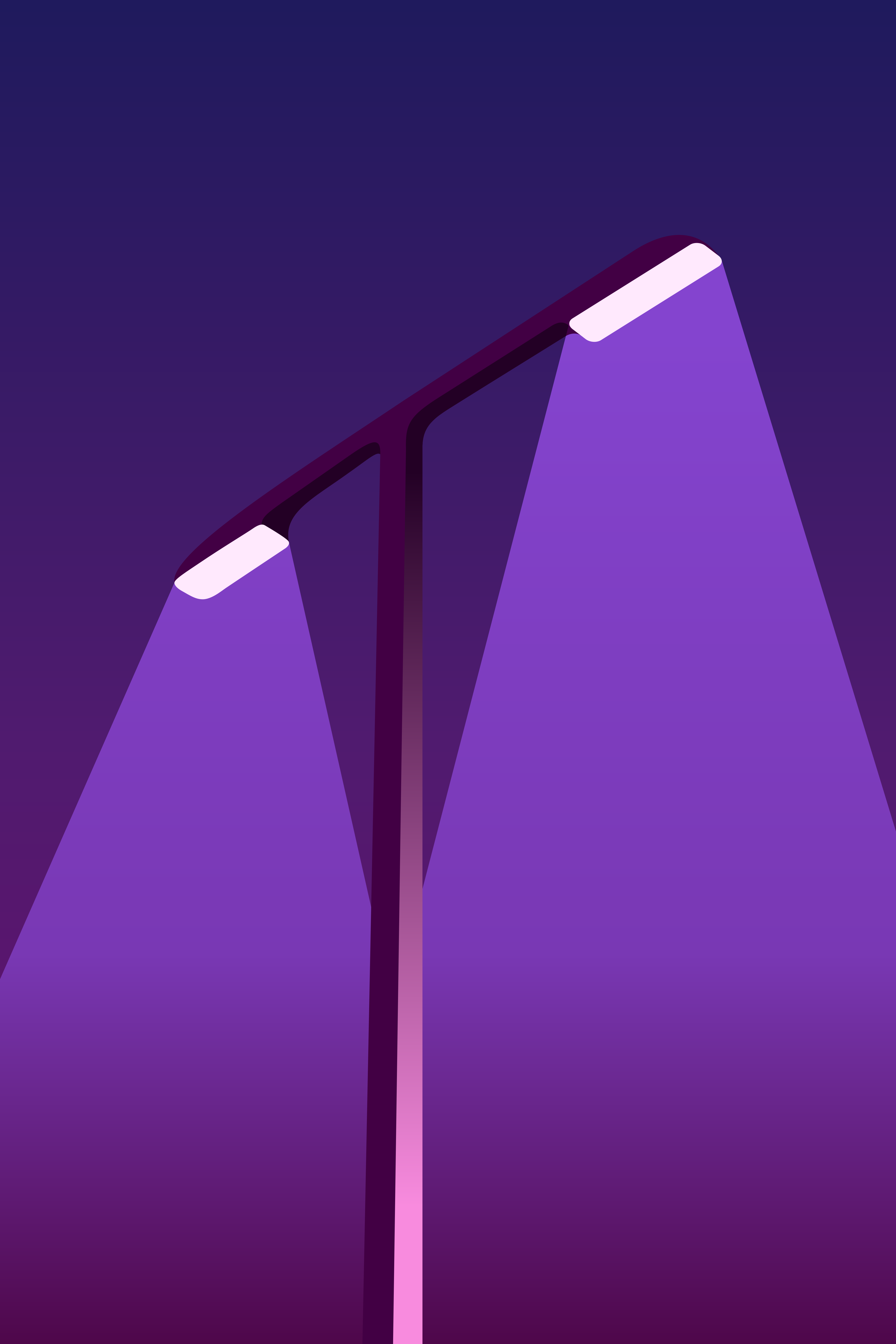 Postes de luz iluminam o céu noturno escuro.