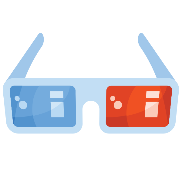 Red and blue 3D glasses on white background