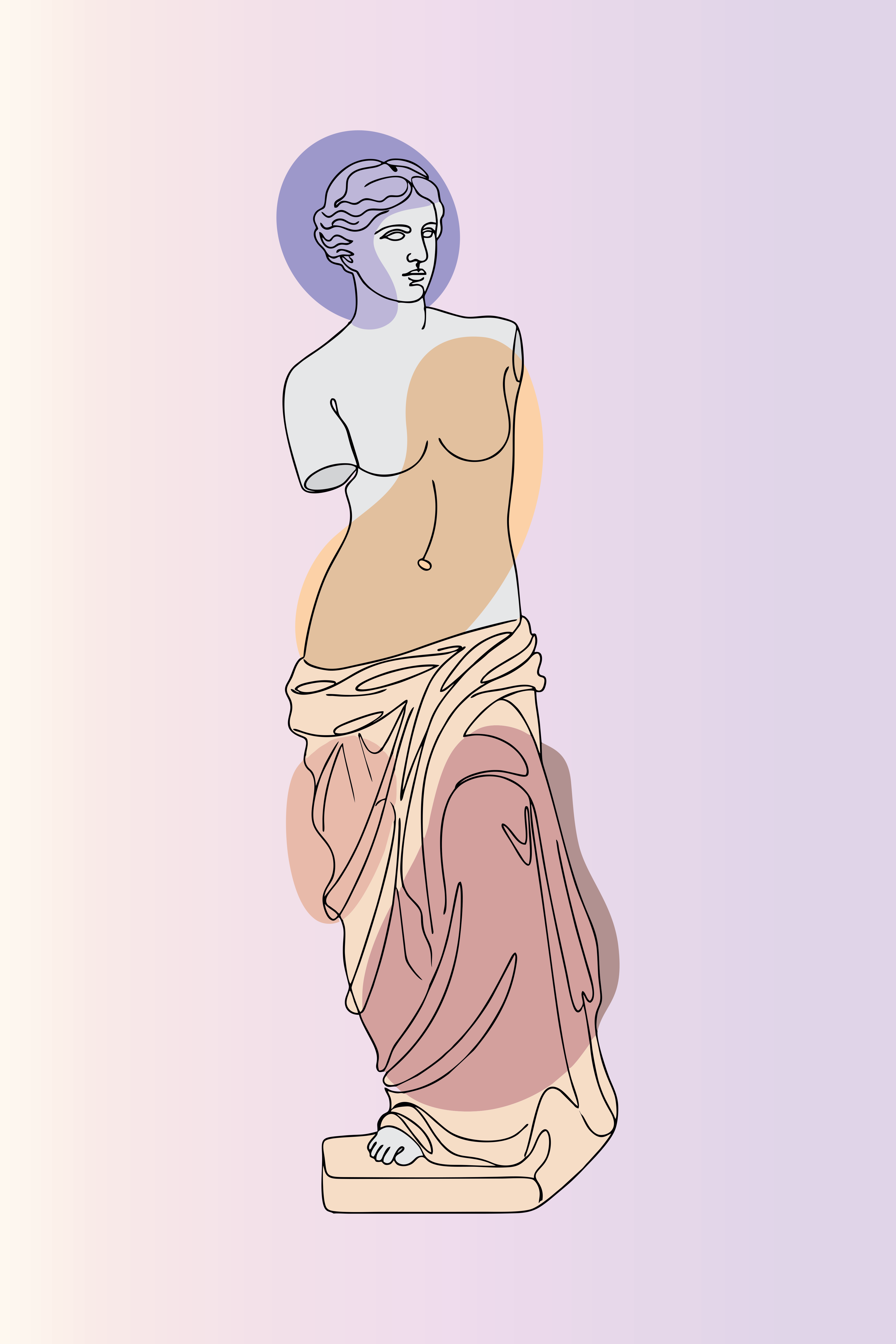 Art au trait minimaliste de la statue de Vénus de Milo