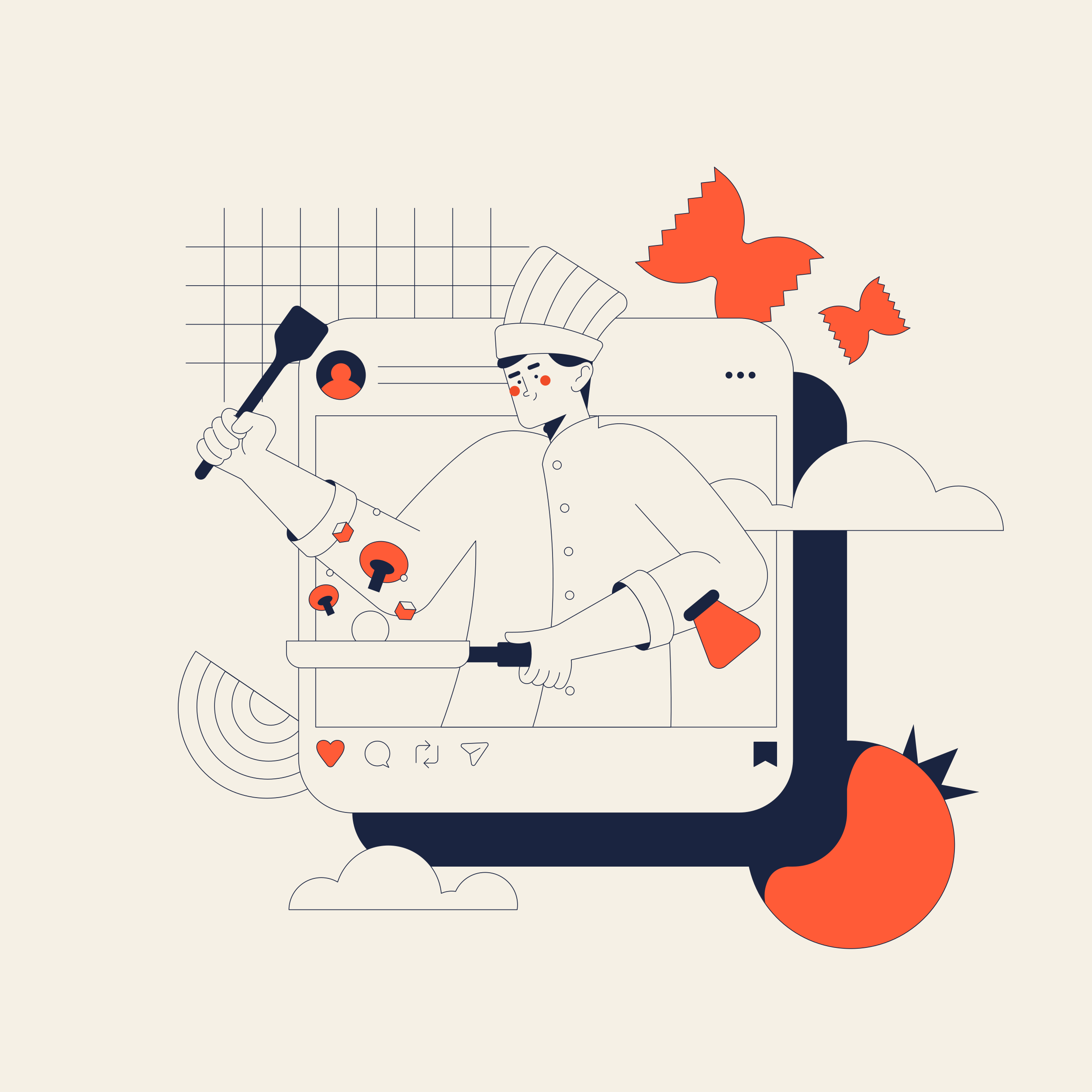 Chef cuisinant sur une plateforme numérique