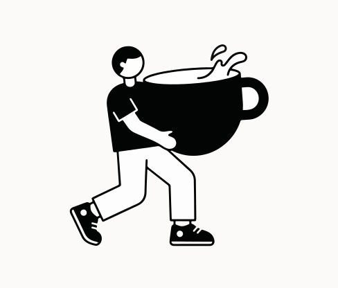 Man carrying a very large cup of coffee