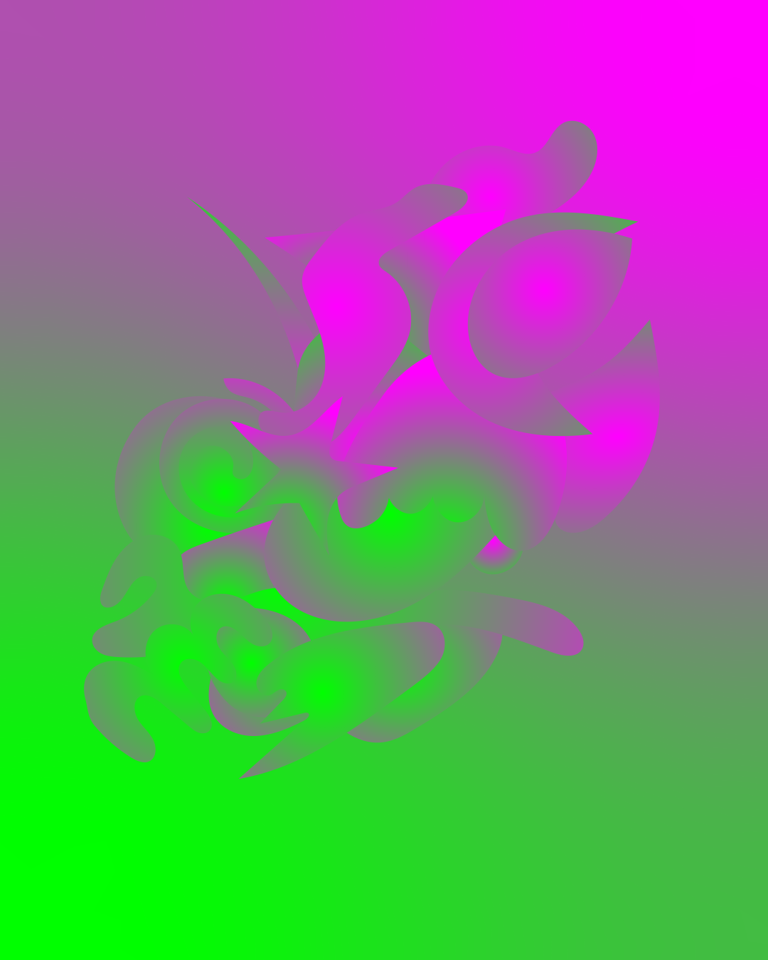Formas abstractas y ondulantes con degradados de verde neón y rosa