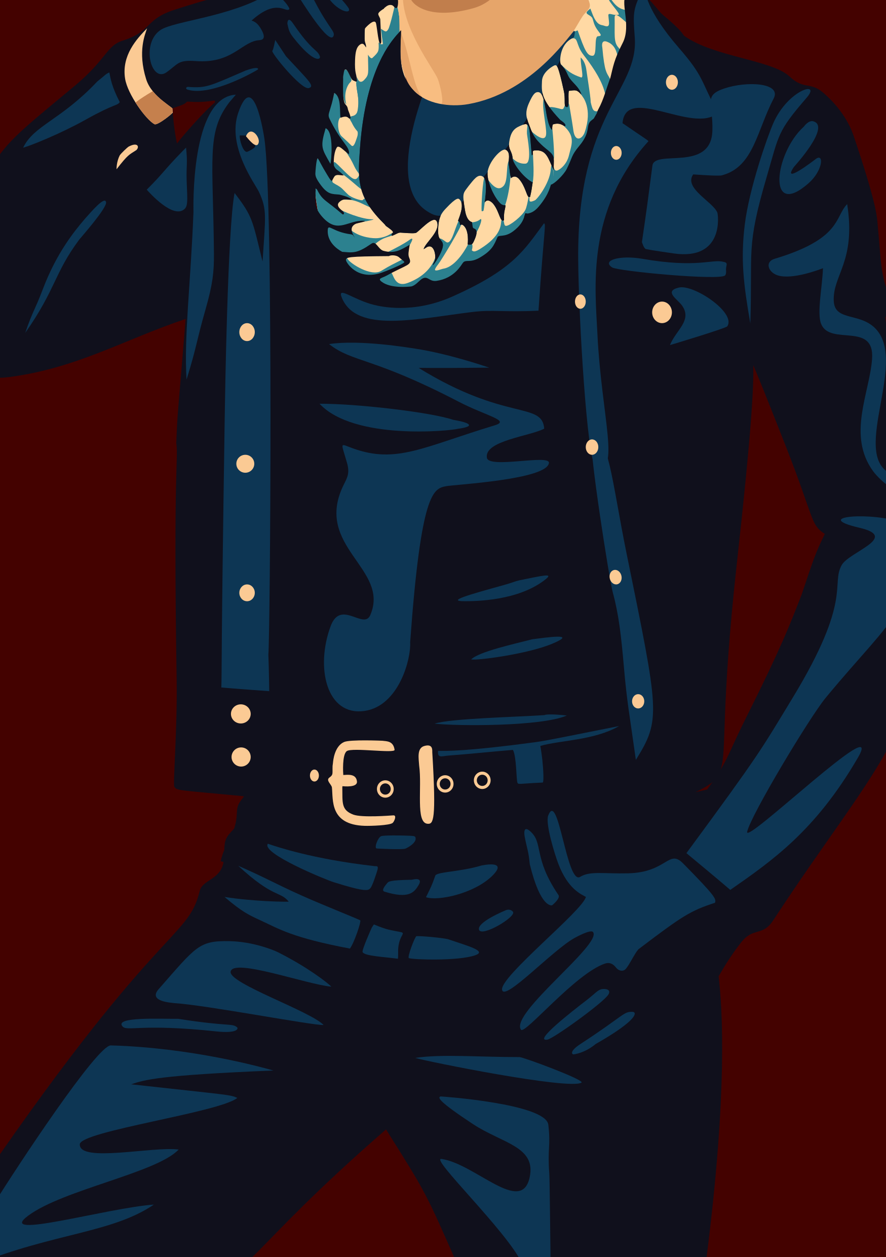 Man in leather jacket and chain necklace